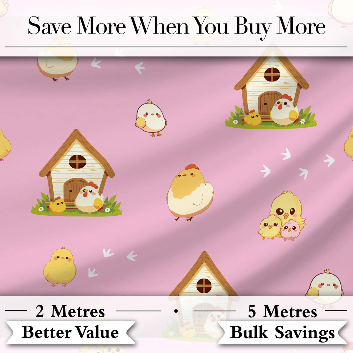 Cute Baby Chick Hen Coop Farm Soft Pink Background Seamless Pattern Digital Print Fabric by the Metre UK Sewing Quilting Textile