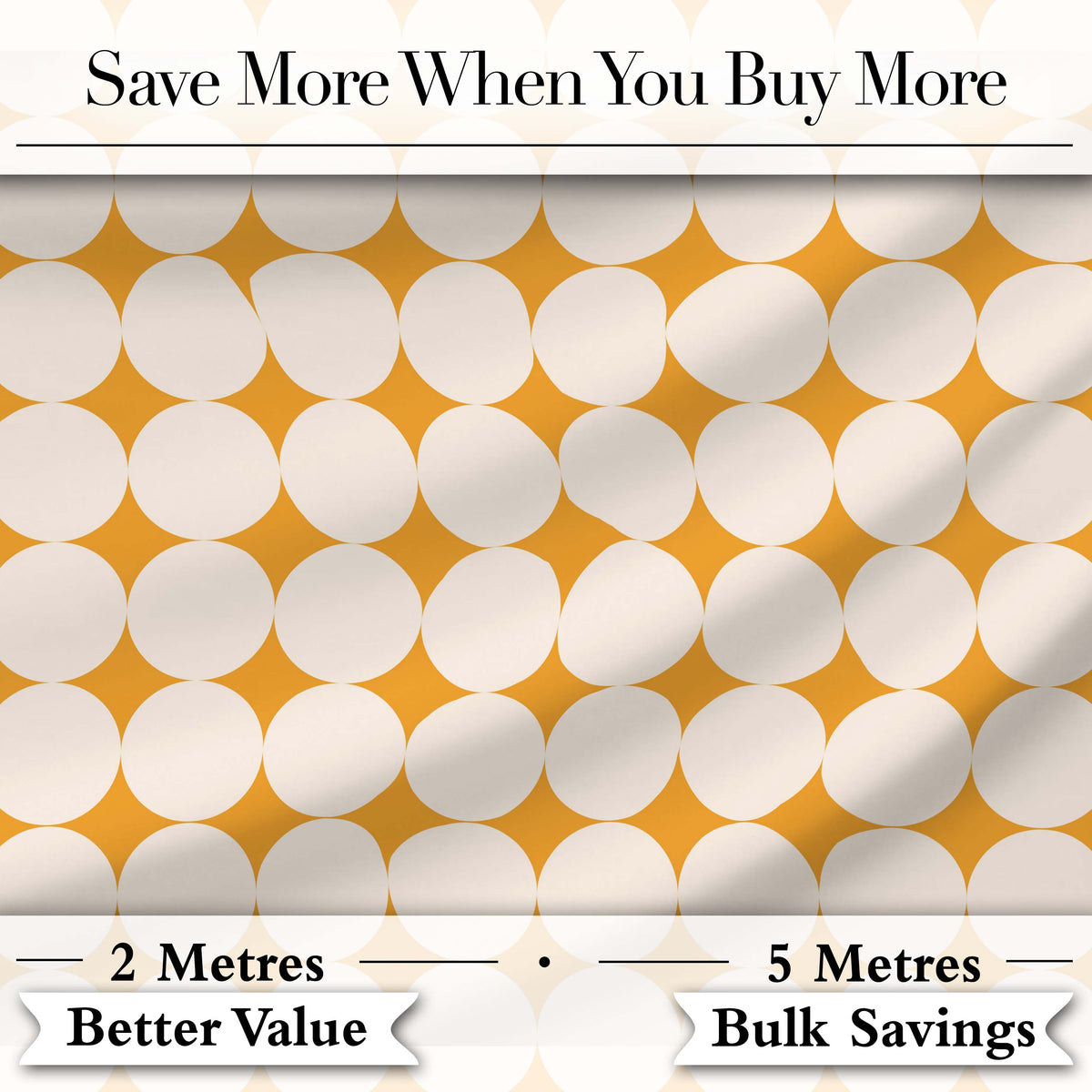 Warm Mustard Background with Cream Circle Repeat Seamless Pattern Digital Print Fabric by the Metre UK Sewing Quilting Textile