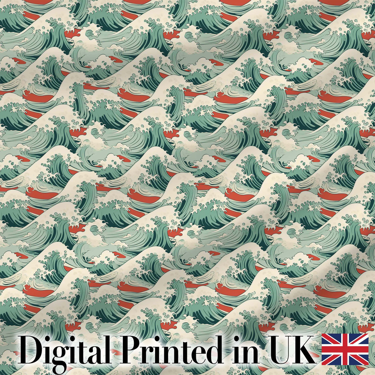 Stylized Ocean Waves with Soft Green Tones Seamless Pattern Digital Print Fabric by the Metre UK Sewing Quilting Textile