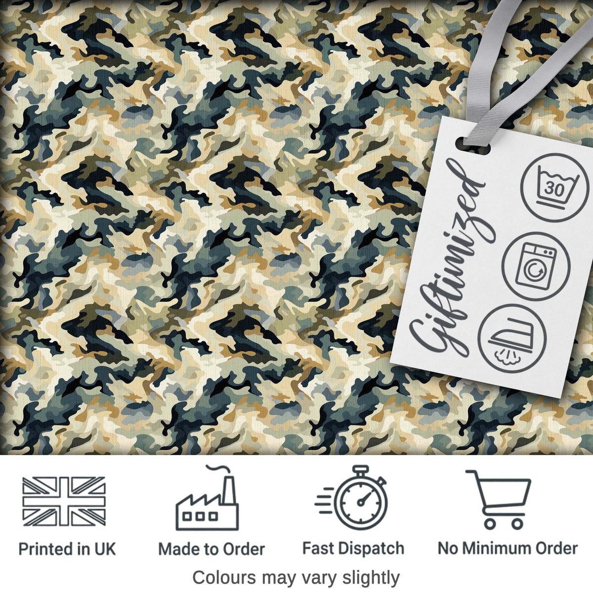 Modern Camouflage Abstract Army Seamless Pattern Digital Print Fabric by the Metre UK Sewing Quilting Textile