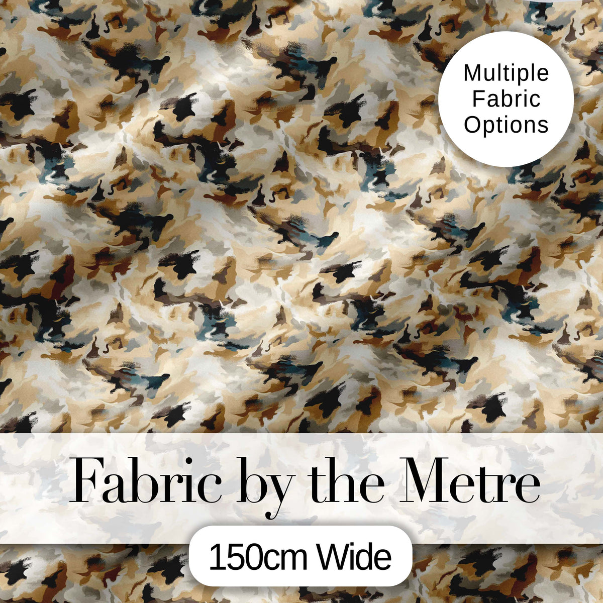 Neutral Camouflage Texture Organic Seamless Pattern Digital Print Fabric by the Metre UK Sewing Quilting Textile