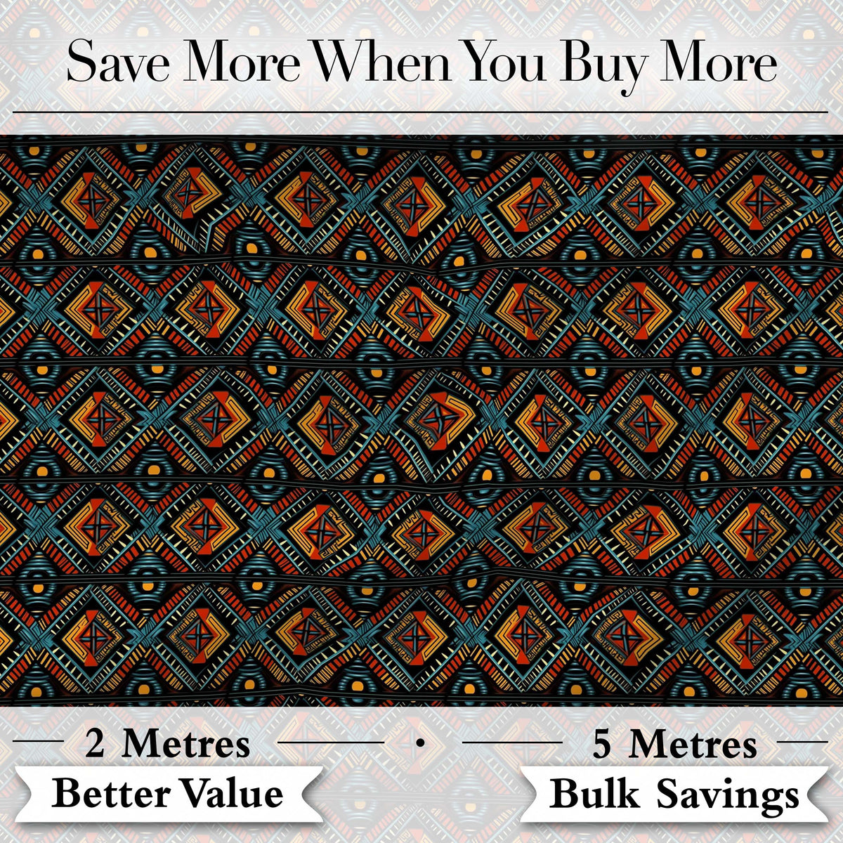 African Tribal Geometric Diamond Pattern Seamless Pattern Digital Print Fabric by the Metre UK Sewing Quilting Textile