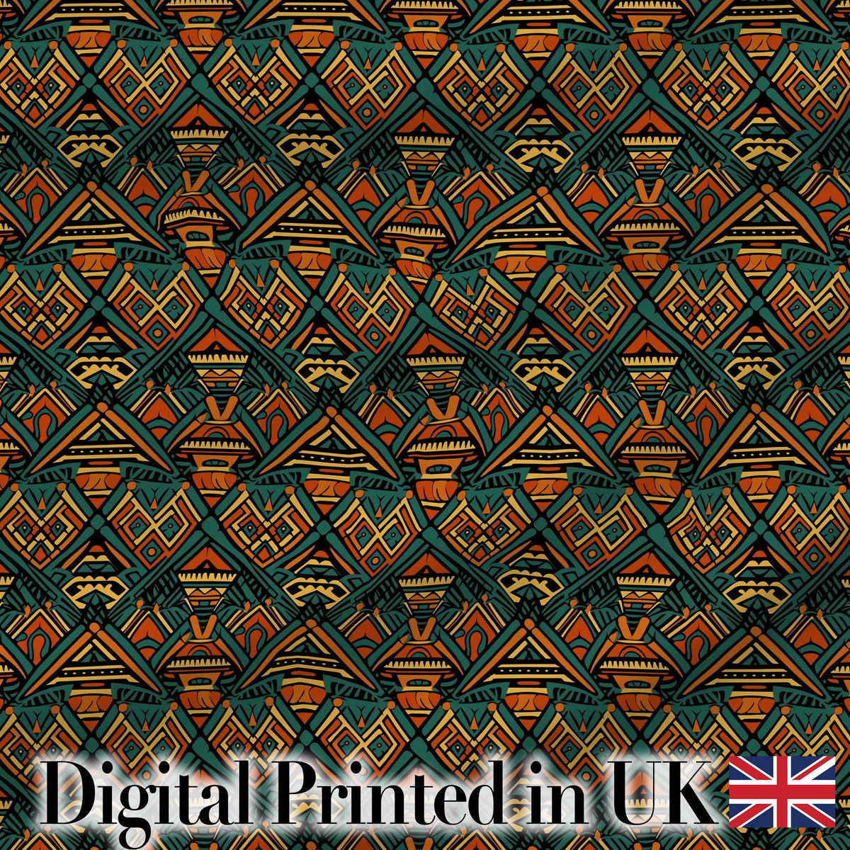 African Tribal Abstract Shapes Pattern Seamless Pattern Digital Print Fabric by the Metre UK Sewing Quilting Textile