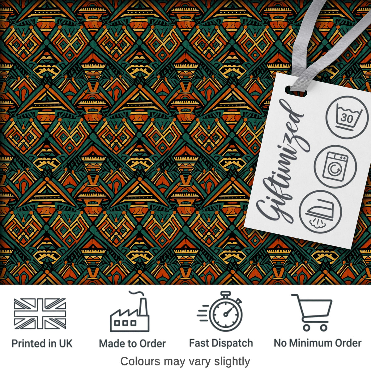 African Tribal Abstract Shapes Pattern Seamless Pattern Digital Print Fabric by the Metre UK Sewing Quilting Textile