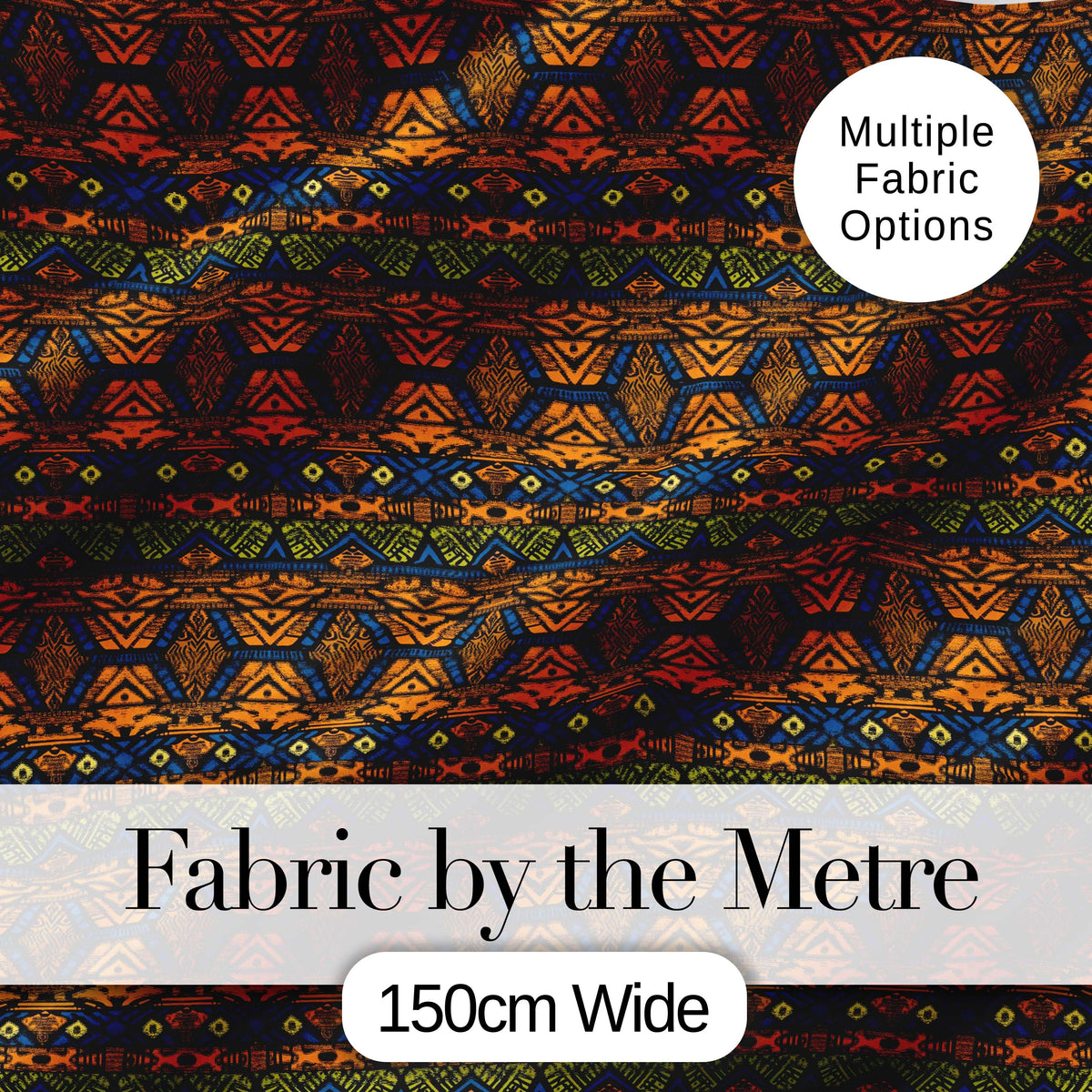 African Tribal Stripe Geometric Pattern Seamless Pattern Digital Print Fabric by the Metre UK Sewing Quilting Textile