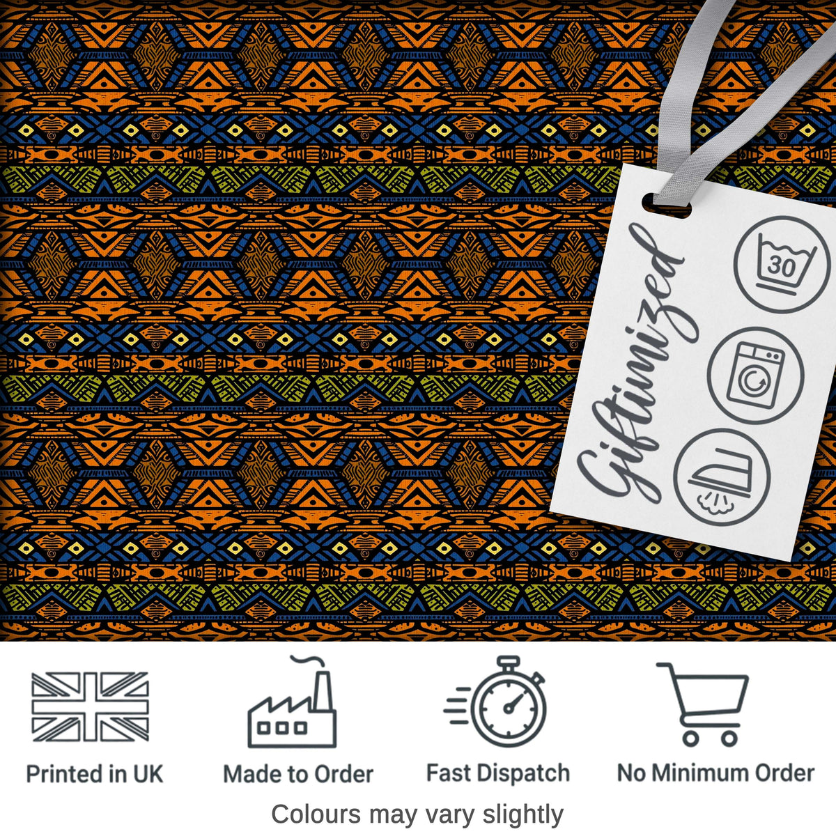 African Tribal Stripe Geometric Pattern Seamless Pattern Digital Print Fabric by the Metre UK Sewing Quilting Textile