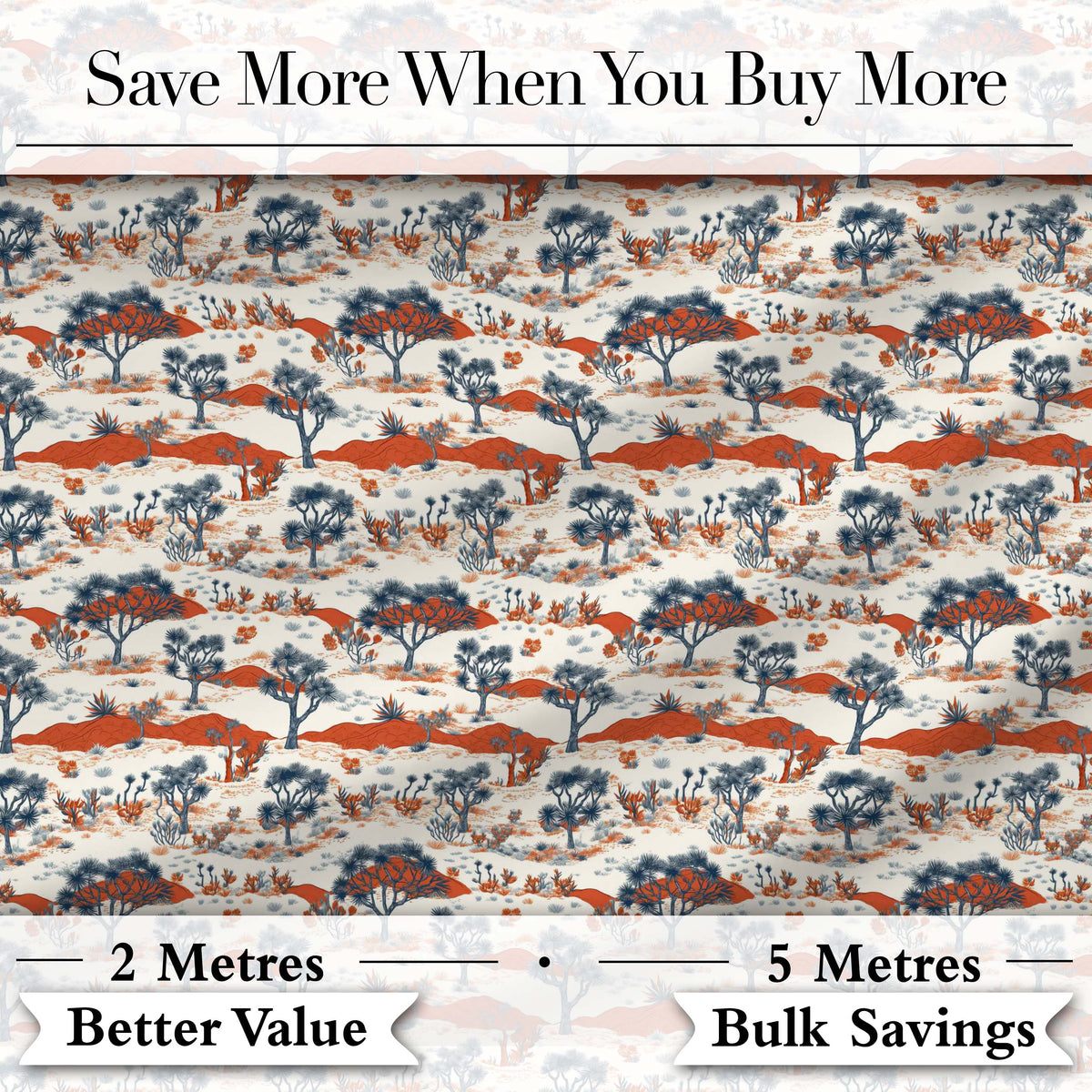 Desert Botanical Trees Scenic Pattern Seamless Pattern Digital Print Fabric by the Metre UK Sewing Quilting Textile