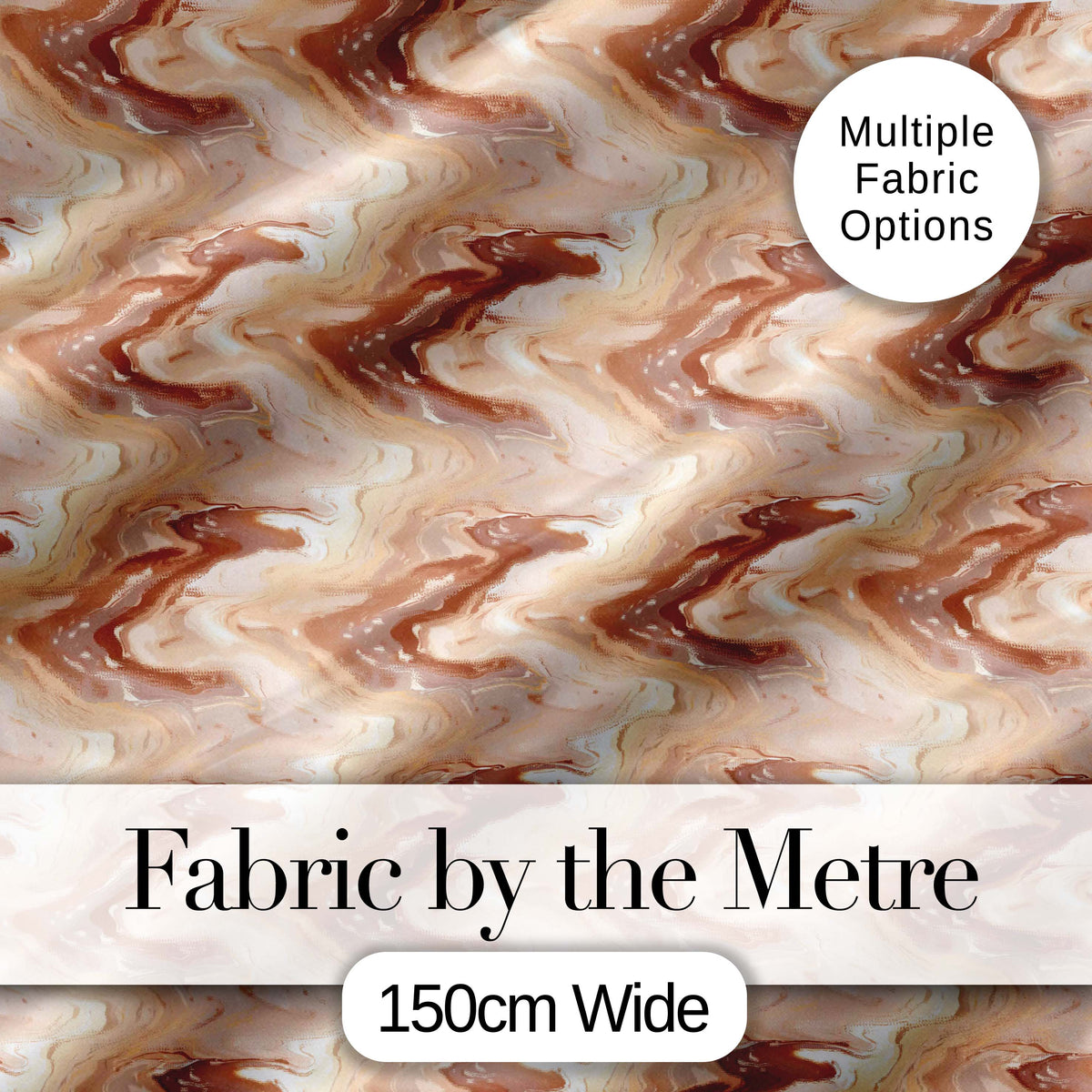 Neutral Beige Marble Fluid Abstract Swirl Seamless Pattern Digital Print Fabric by the Metre UK Sewing Quilting Textile