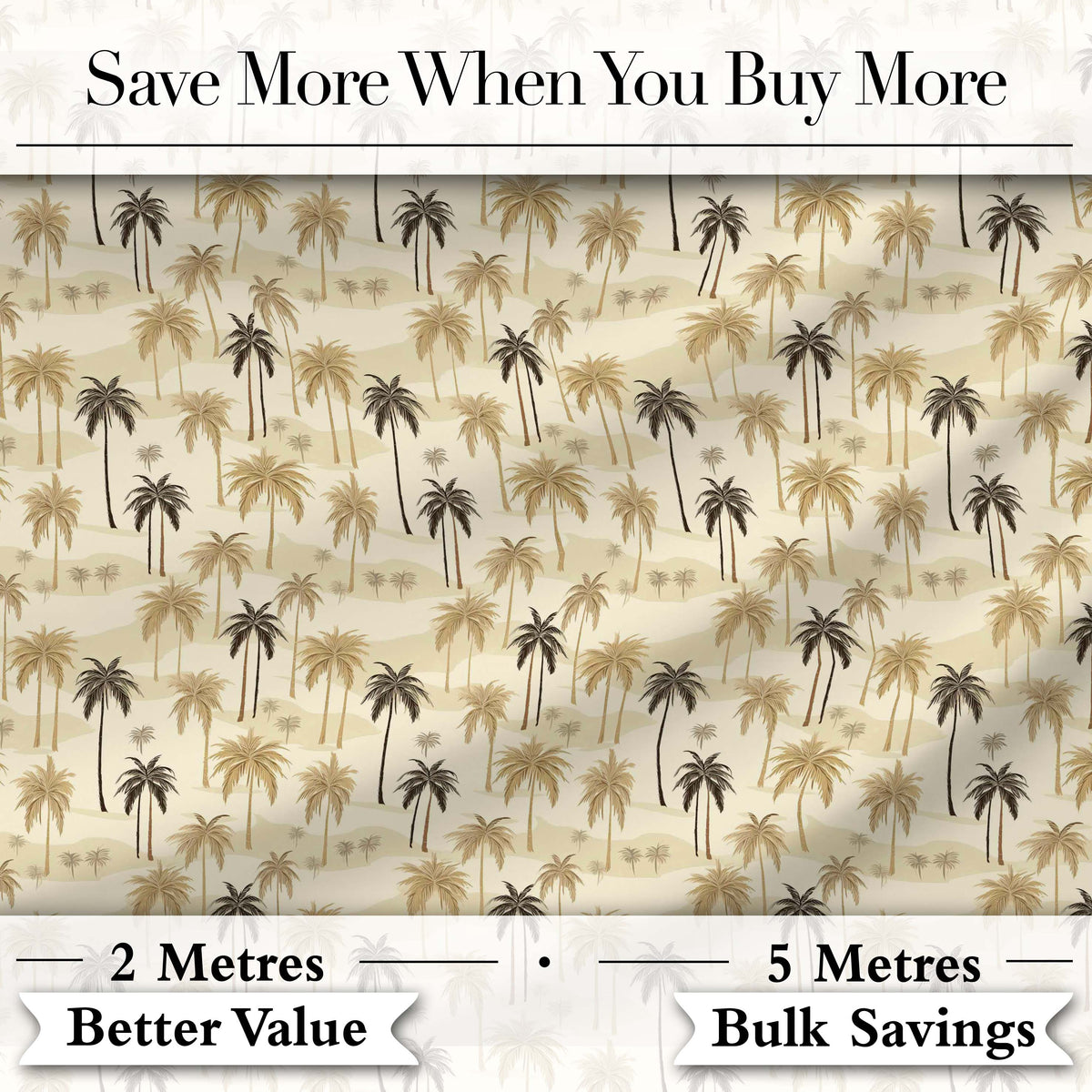 Vintage Palm Trees Desert Beige Tropical Seamless Pattern Digital Print Fabric by the Metre UK Sewing Quilting Textile