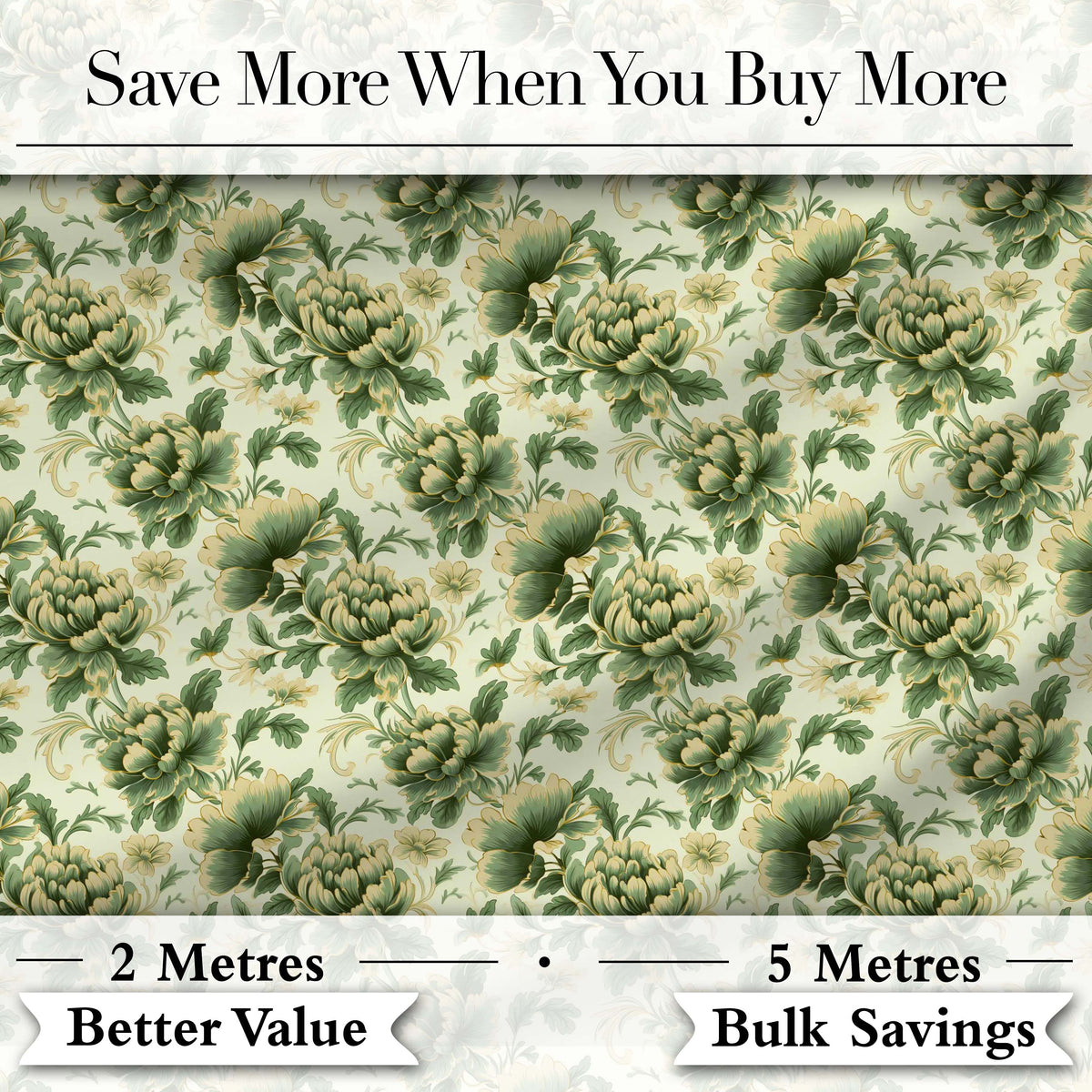 Vintage Green Botanical Floral Garden Seamless Pattern Digital Print Fabric by the Metre UK Sewing Quilting Textile