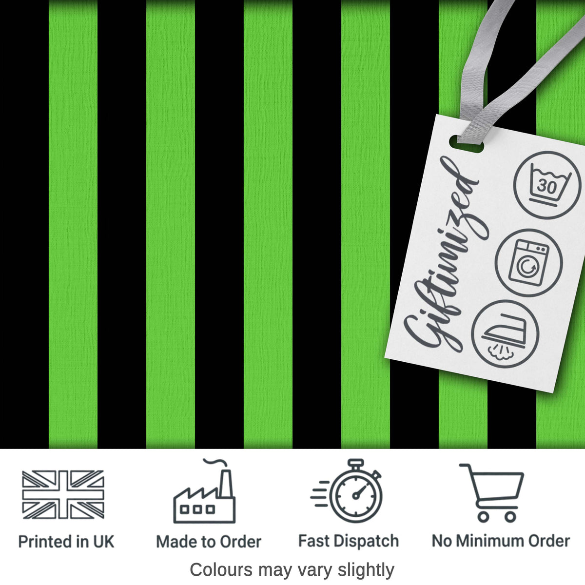 Green Black Wavy Stripe Abstract Seamless Pattern Digital Print Fabric by the Metre UK Sewing Quilting Textile