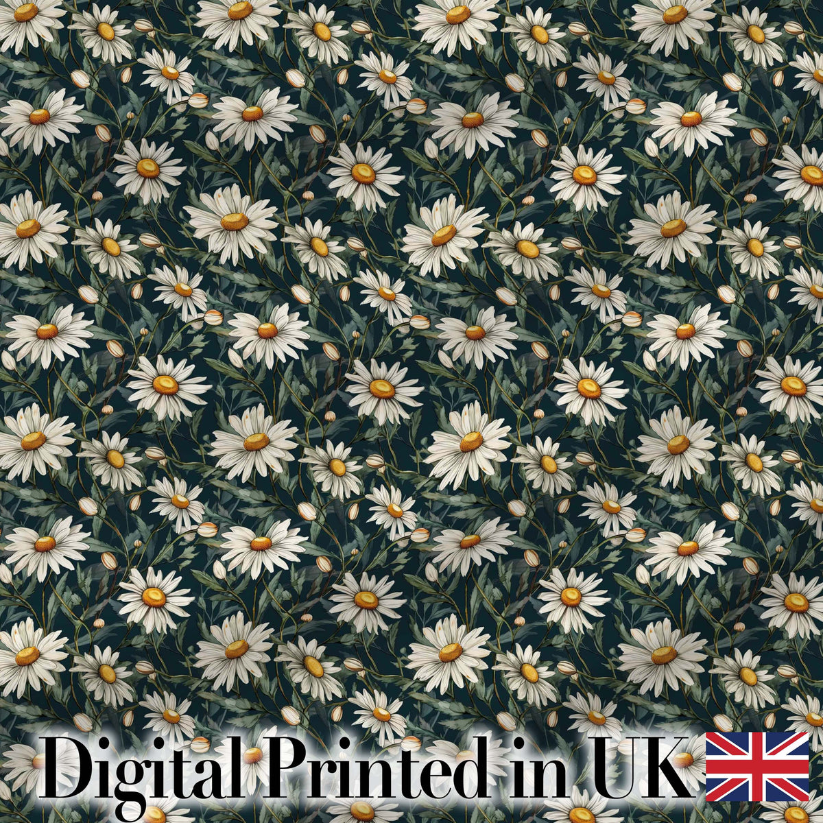 White Daisy Floral Seamless Pattern Elegant Botanical Garden Design Digital Print Fabric by the Metre UK Sewing Quilting Textile