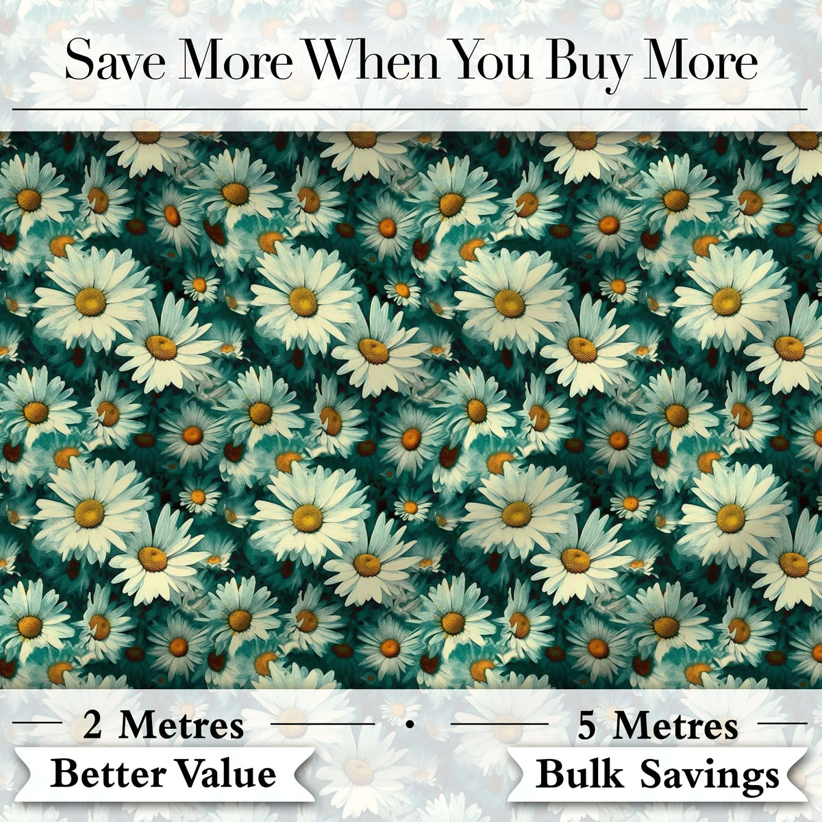Soft Watercolor Daisy Bloom Seamless Pattern Artistic Floral Background Digital Print Fabric by the Metre UK Sewing Quilting Textile