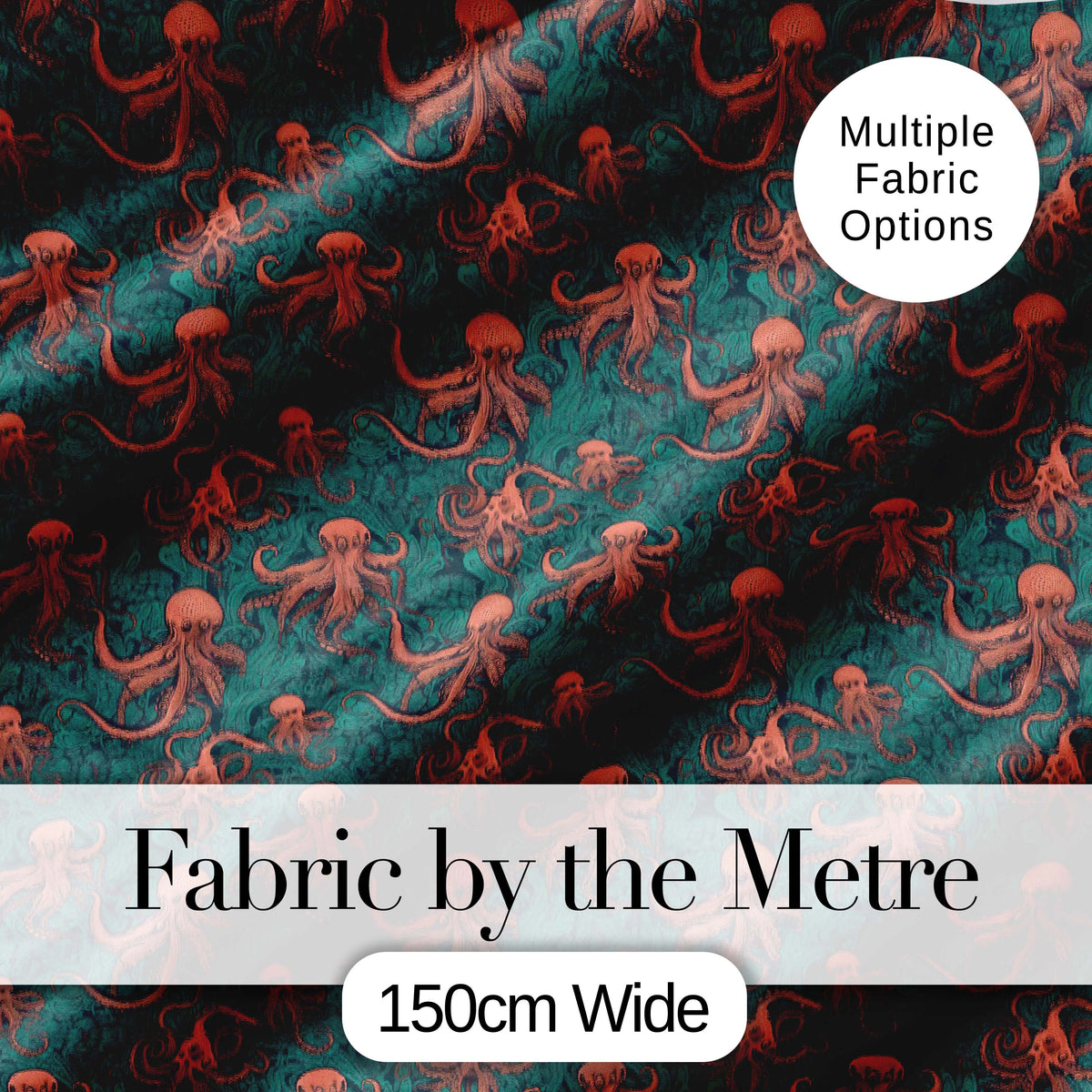 Classic Octopus Tentacle Seamless Pattern Deep Sea Vintage Style Digital Print Fabric by the Metre UK Sewing Quilting Textile