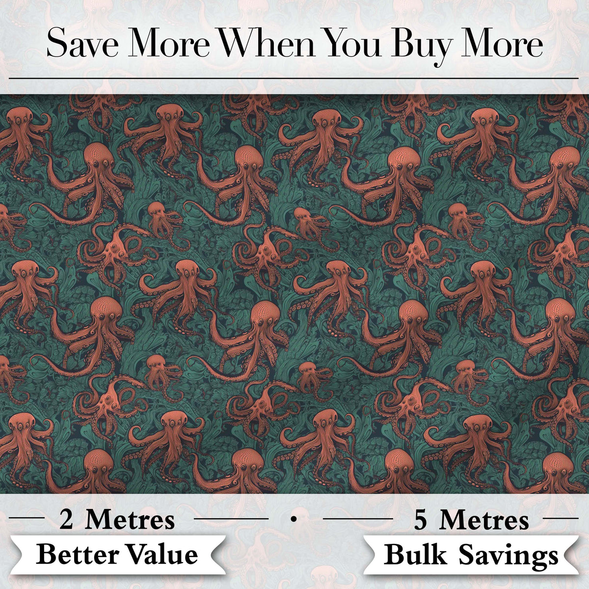 Classic Octopus Tentacle Seamless Pattern Deep Sea Vintage Style Digital Print Fabric by the Metre UK Sewing Quilting Textile