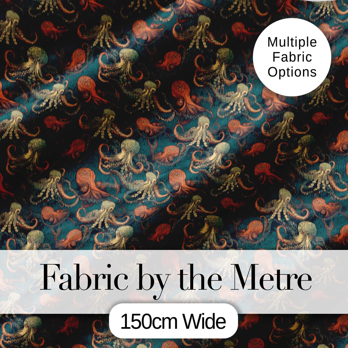 Decorative Octopus Marine Seamless Pattern Detailed Ocean Life Artwork Digital Print Fabric by the Metre UK Sewing Quilting Textile