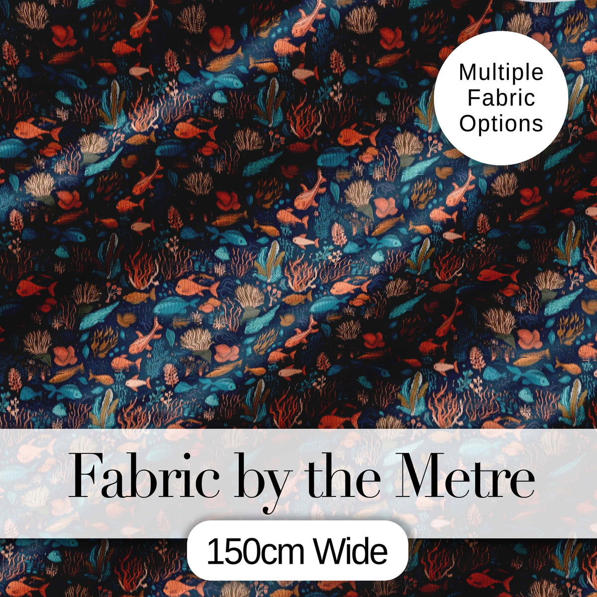 Colorful Coral Reef Fish Seamless Pattern Ocean Marine Life Design Digital Print Fabric by the Metre UK Sewing Quilting Textile