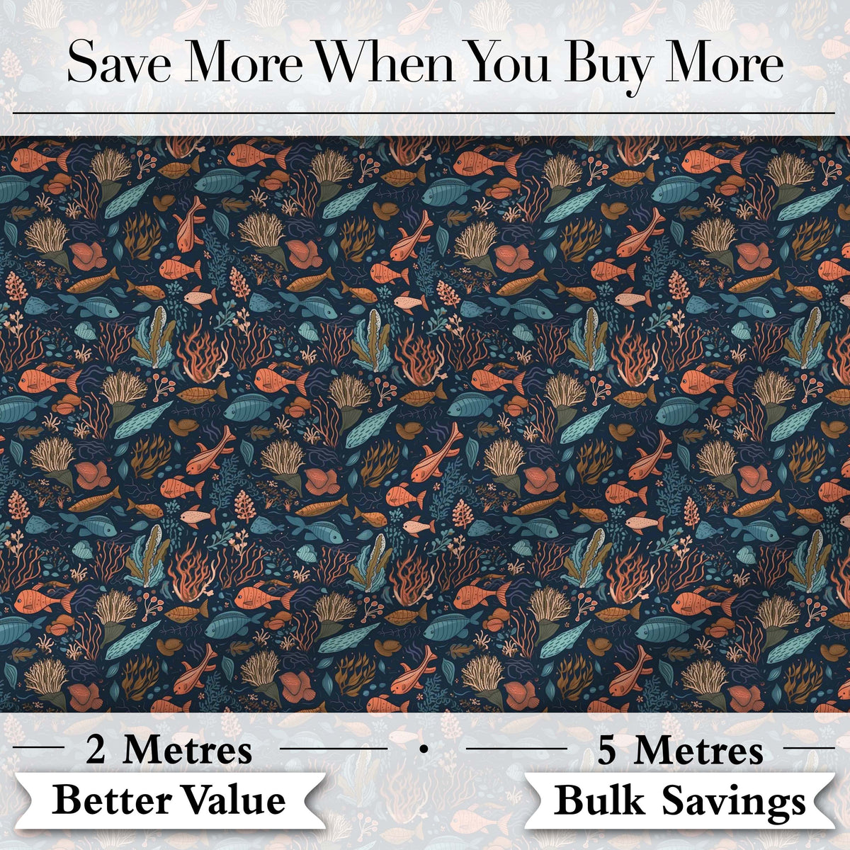 Colorful Coral Reef Fish Seamless Pattern Ocean Marine Life Design Digital Print Fabric by the Metre UK Sewing Quilting Textile