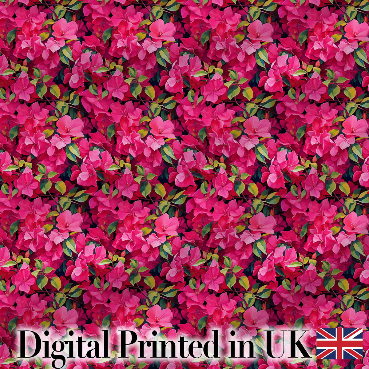 Vibrant Pink Floral Garden Seamless Pattern Lush Blooming Flowers Design Digital Print Fabric by the Metre UK Sewing Quilting Textile