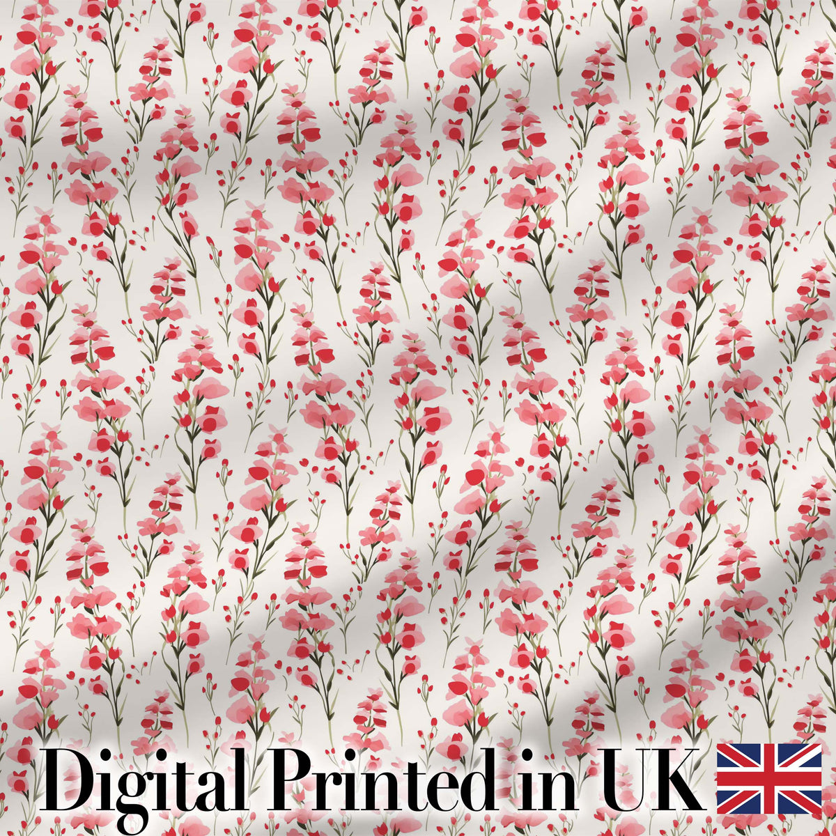Delicate Pink Wildflower Botanical Seamless Pattern Elegant Floral Digital Print Fabric by the Metre UK Sewing Quilting Textile