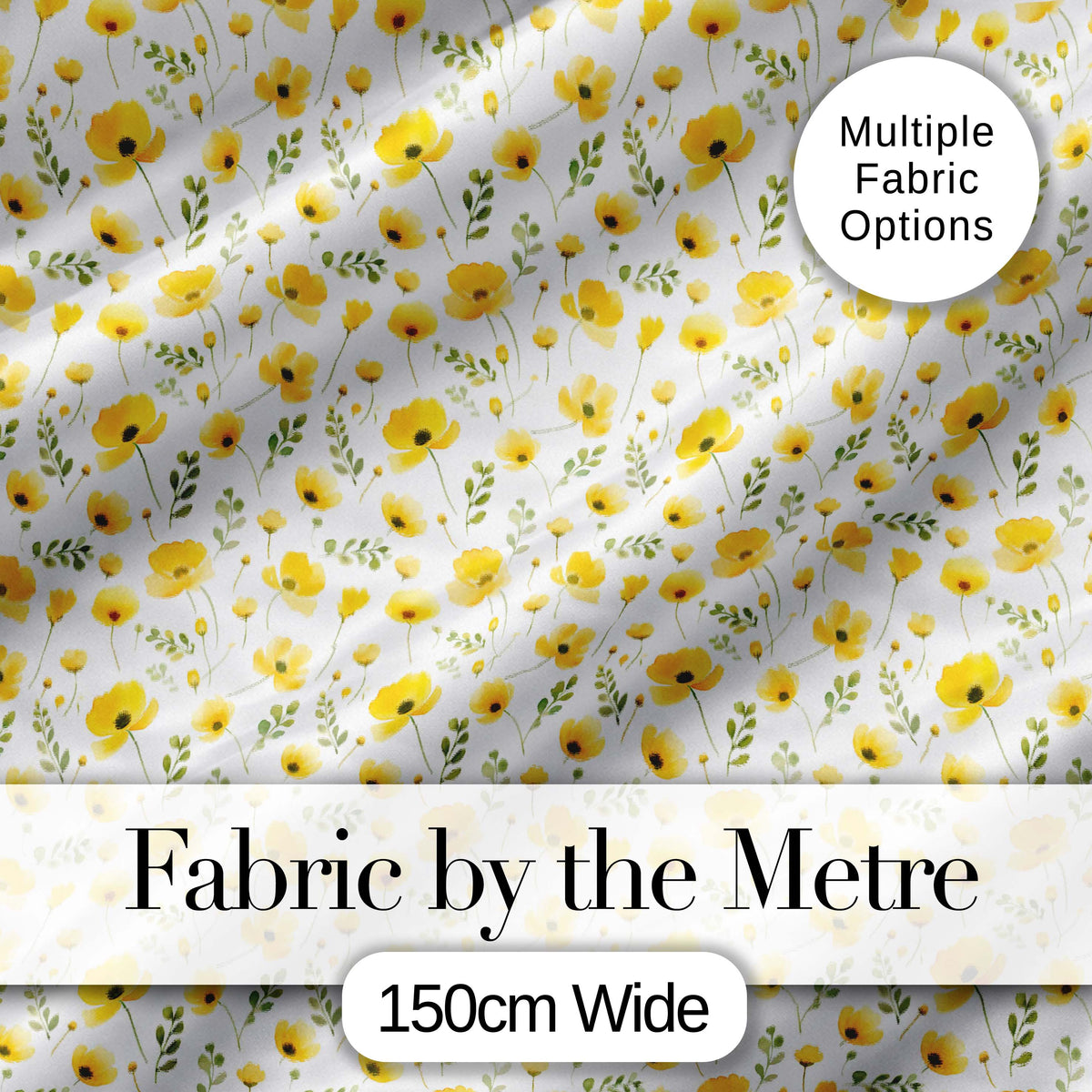 Soft Yellow Wildflower Botanical Seamless Pattern Light Spring Design Digital Print Fabric by the Metre UK Sewing Quilting Textile