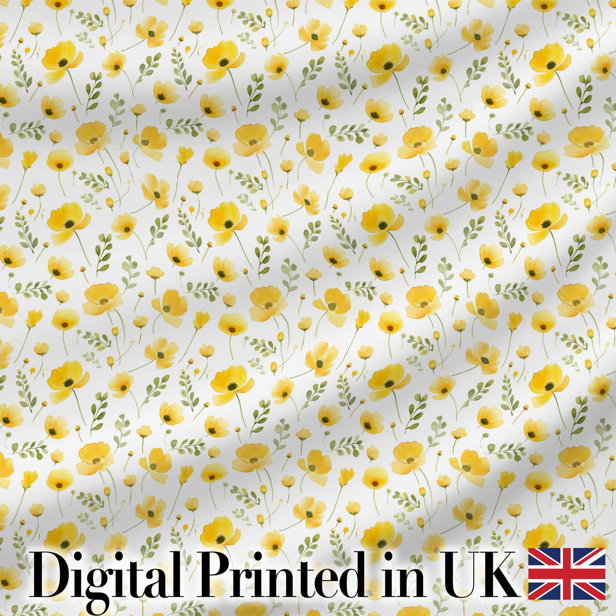 Soft Yellow Wildflower Botanical Seamless Pattern Light Spring Design Digital Print Fabric by the Metre UK Sewing Quilting Textile