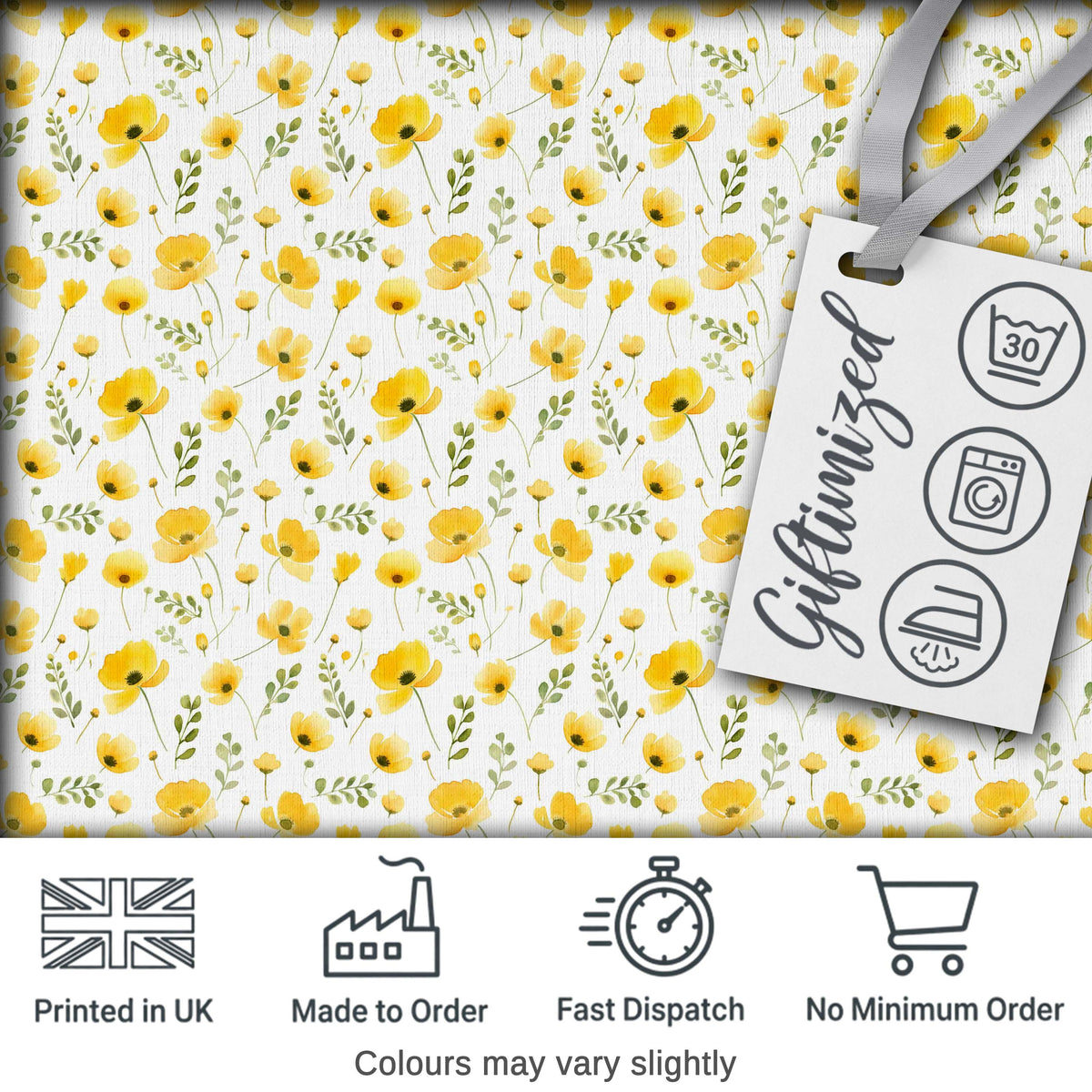 Soft Yellow Wildflower Botanical Seamless Pattern Light Spring Design Digital Print Fabric by the Metre UK Sewing Quilting Textile