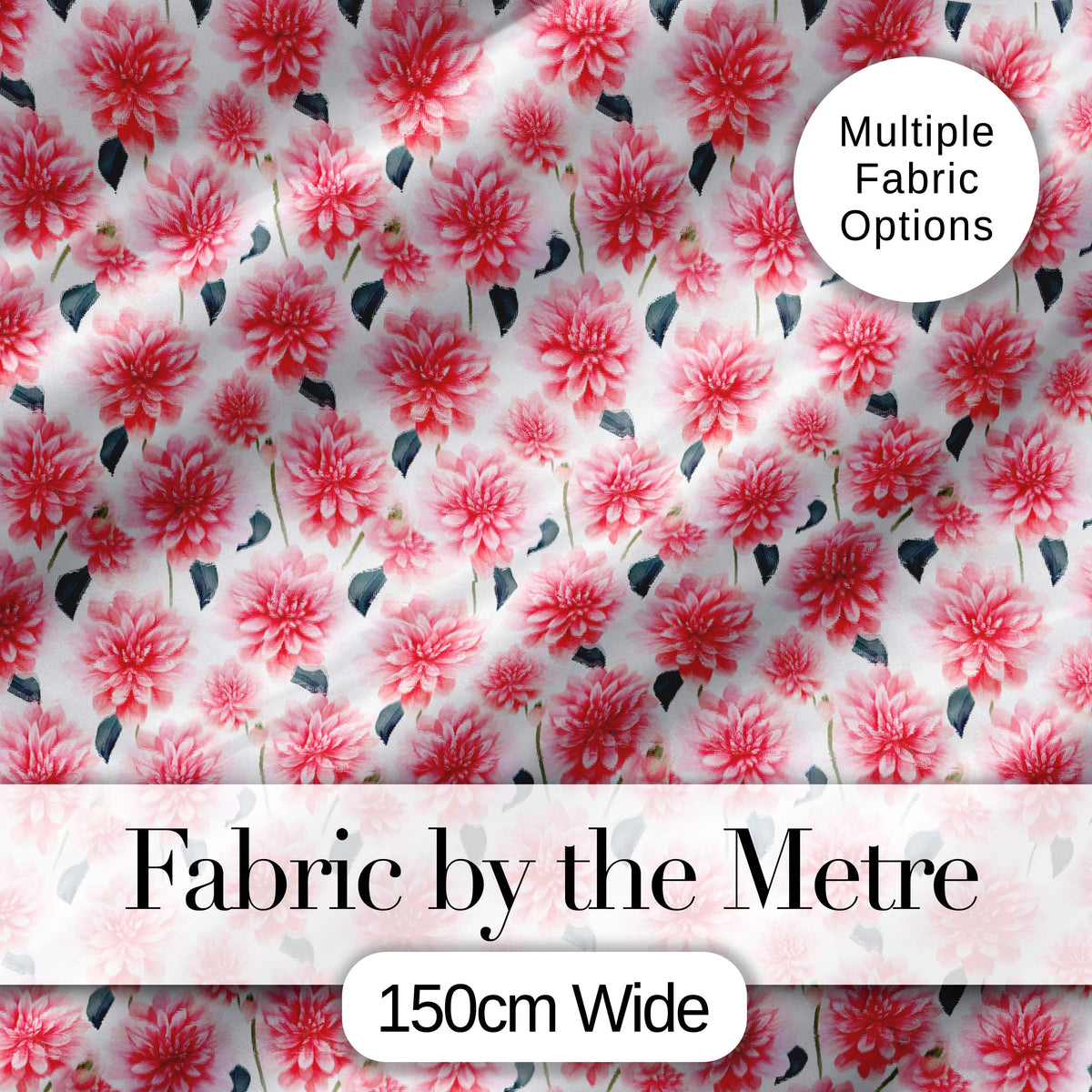 Soft Pink Dahlia Floral Seamless Pattern Elegant Bloom Design Digital Print Fabric by the Metre UK Sewing Quilting Textile