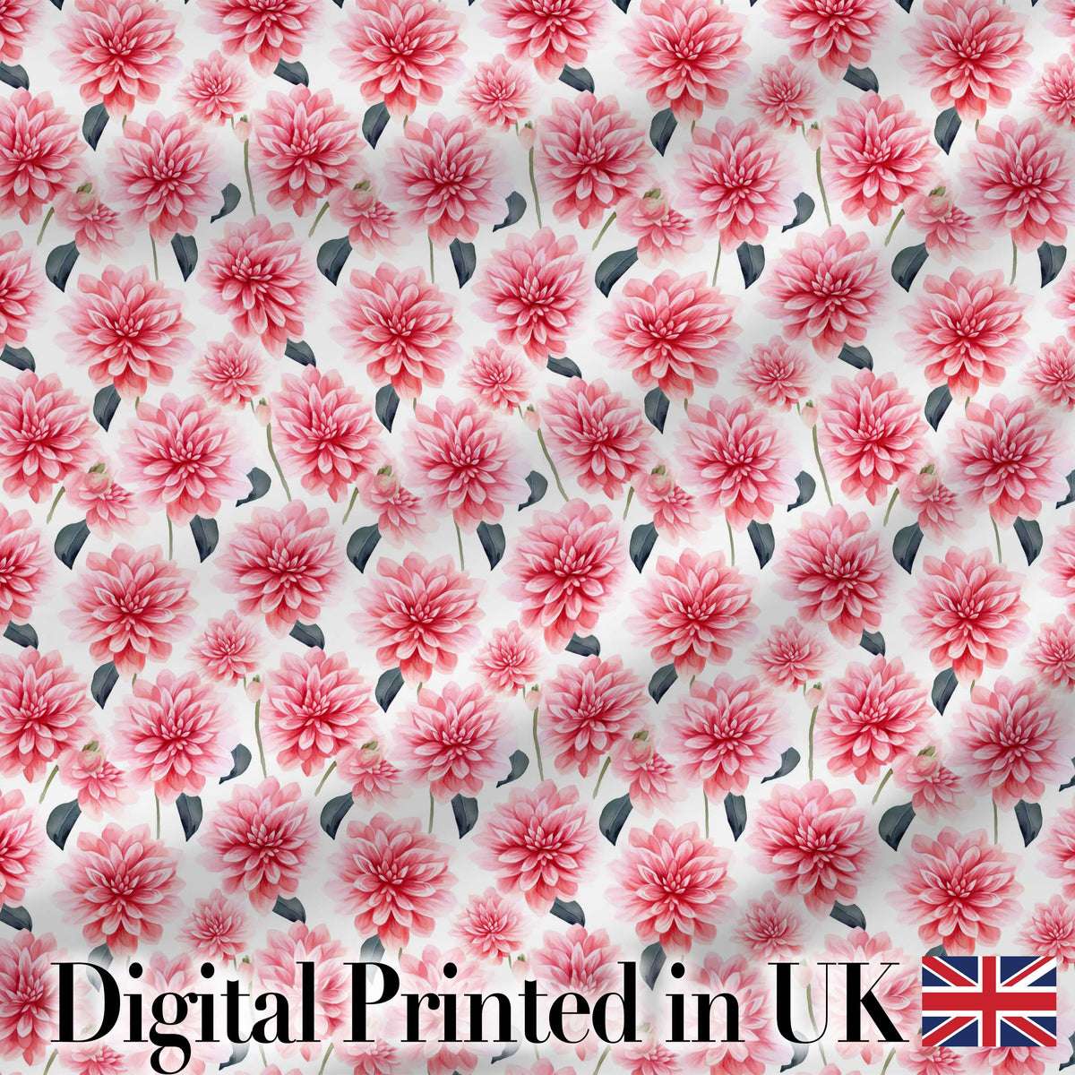 Soft Pink Dahlia Floral Seamless Pattern Elegant Bloom Design Digital Print Fabric by the Metre UK Sewing Quilting Textile