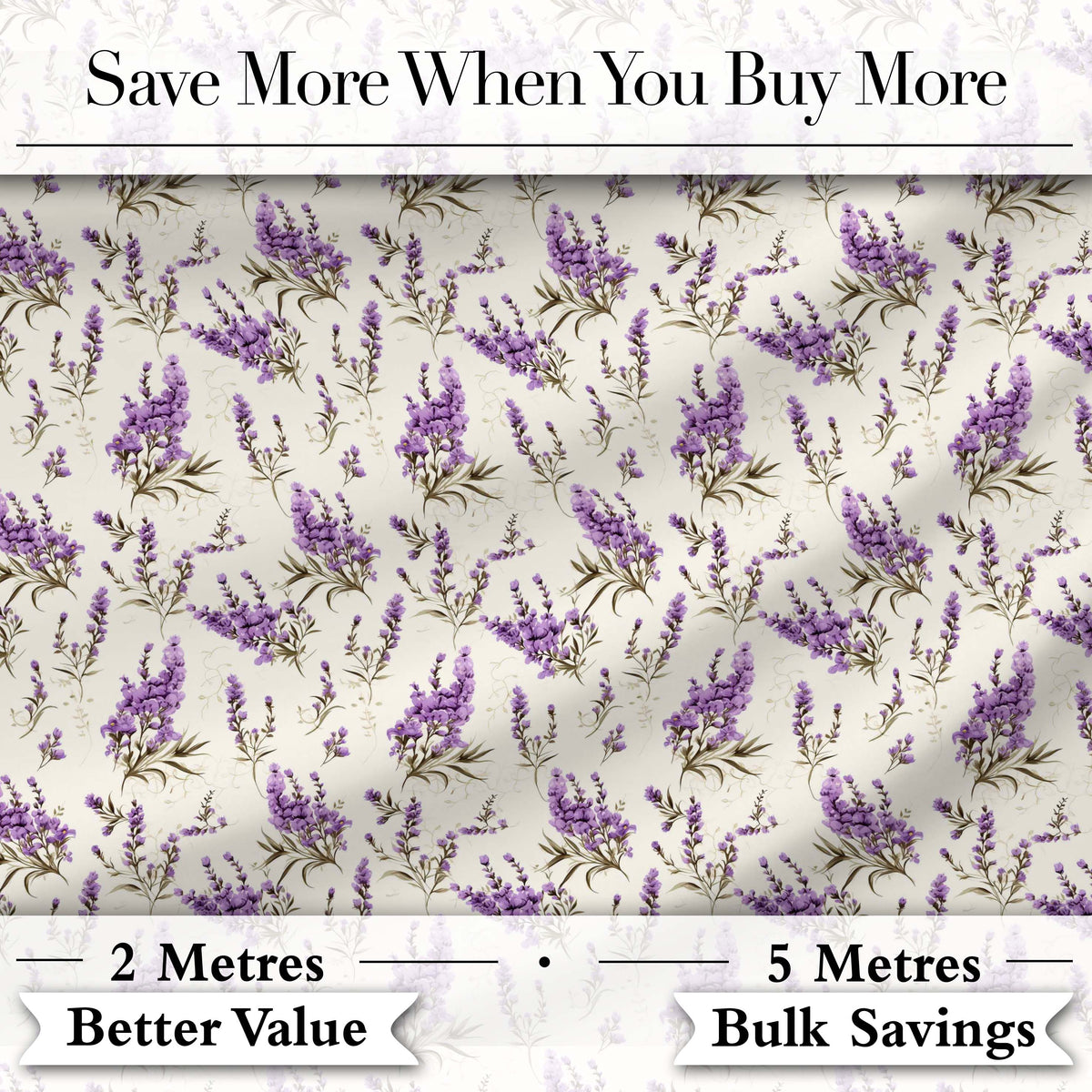 Purple Wildflowers on Cream Background Seamless Pattern Soft Botanical Design Digital Print Fabric by the Metre UK Sewing Quilting Textile