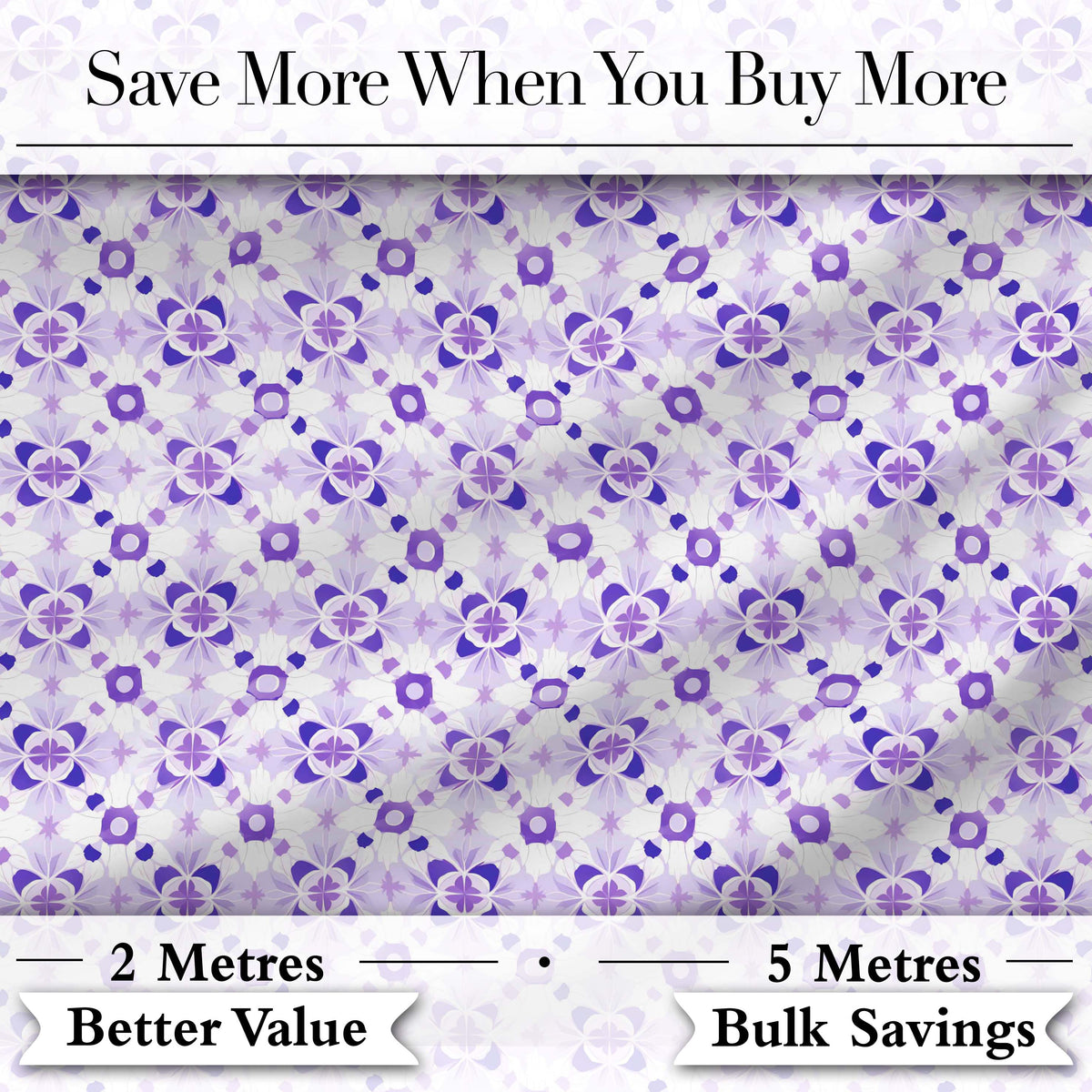 Purple Geometric Floral Motif Seamless Pattern Abstract Botanical Design Digital Print Fabric by the Metre UK Sewing Quilting Textile
