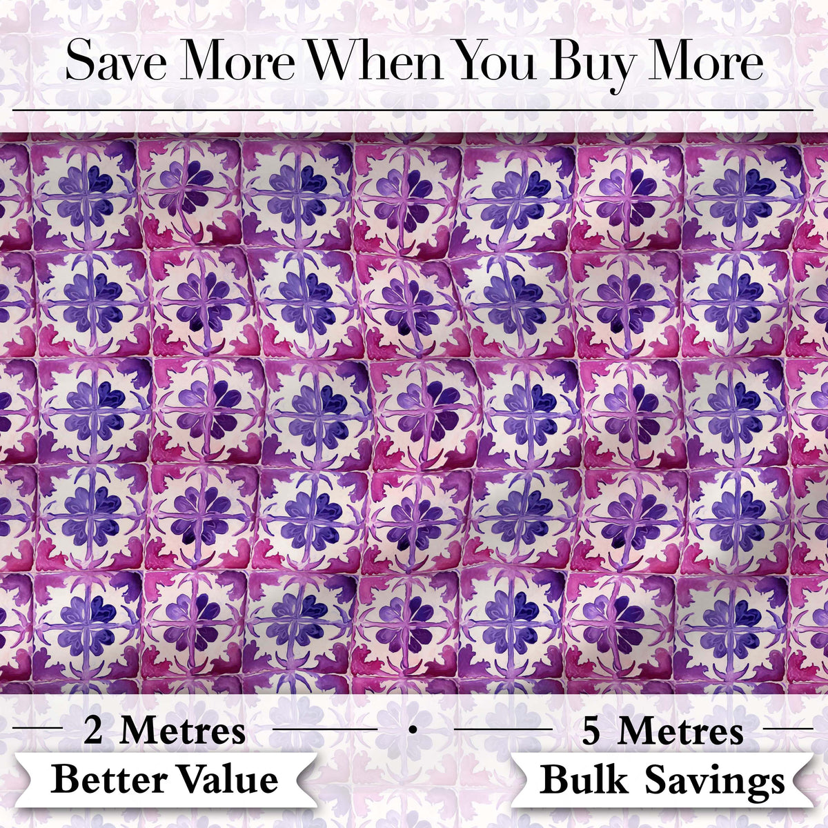 Purple Watercolor Tile Floral Pattern Seamless Artistic Design Digital Print Fabric by the Metre UK Sewing Quilting Textile