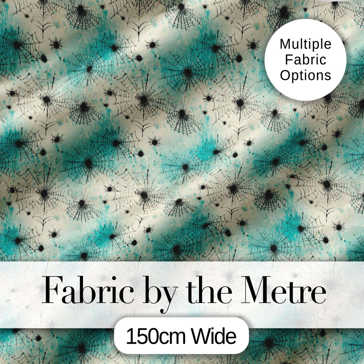 Spider Web Pattern with Splatter Effect on Light Background Seamless Design Digital Print Fabric by the Metre UK Sewing Quilting Textile