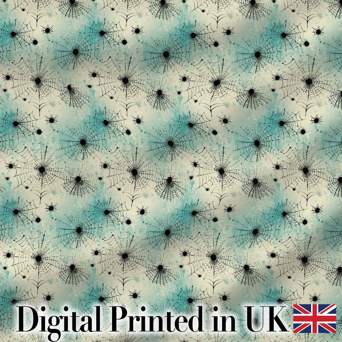Spider Web Pattern with Splatter Effect on Light Background Seamless Design Digital Print Fabric by the Metre UK Sewing Quilting Textile