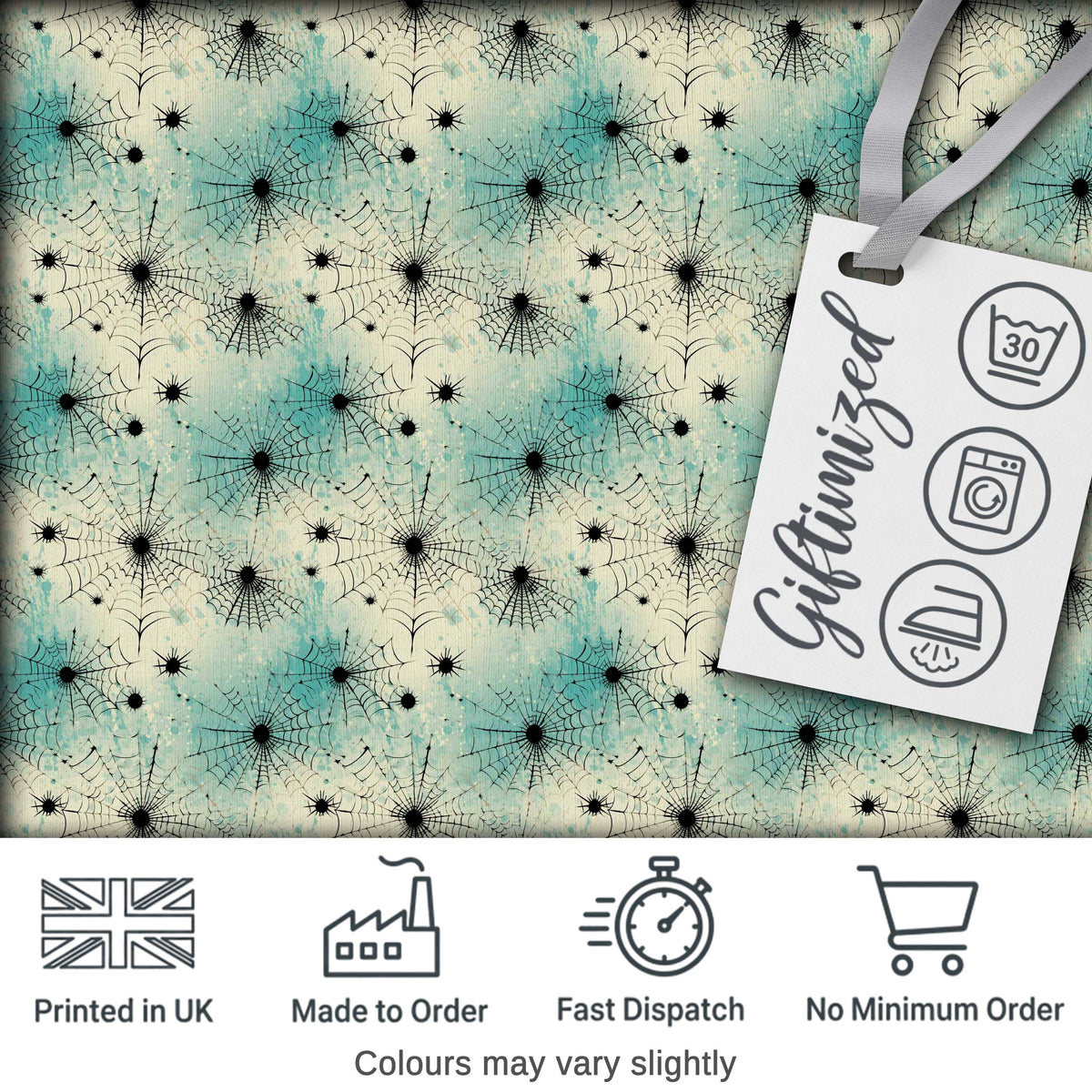 Spider Web Pattern with Splatter Effect on Light Background Seamless Design Digital Print Fabric by the Metre UK Sewing Quilting Textile