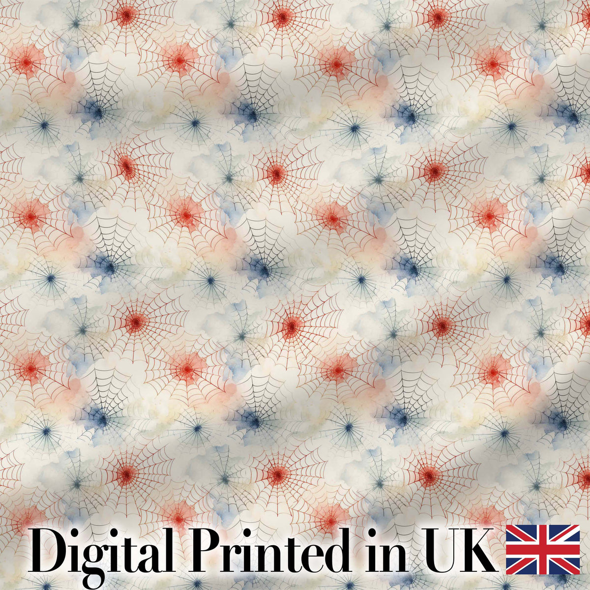 Colorful Spider Web Pattern with Red and Blue Accents Seamless Artistic Design Digital Print Fabric by the Metre UK Sewing Quilting Textile
