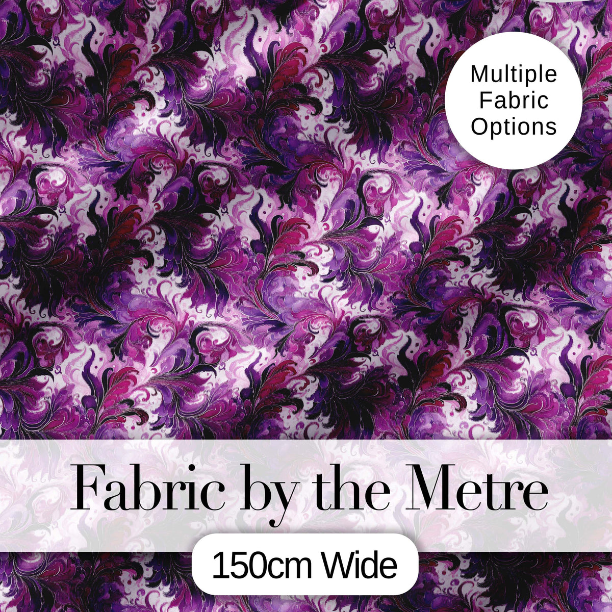Purple and Magenta Artistic Floral Swirl Pattern Seamless Decorative Design Digital Print Fabric by the Metre UK Sewing Quilting Textile