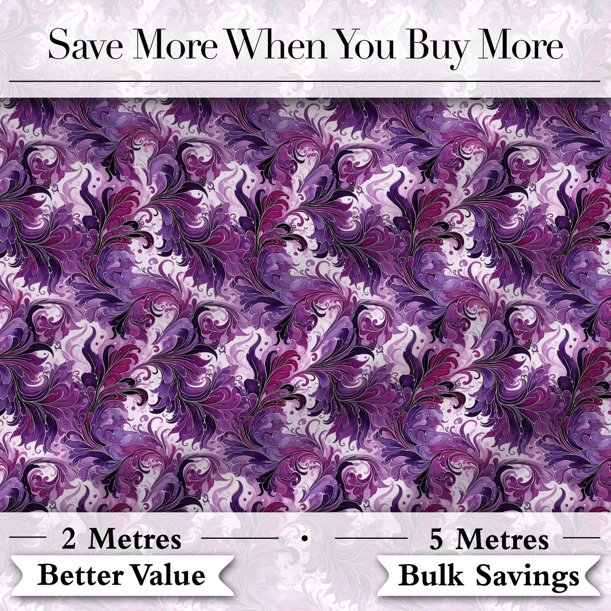 Purple and Magenta Artistic Floral Swirl Pattern Seamless Decorative Design Digital Print Fabric by the Metre UK Sewing Quilting Textile