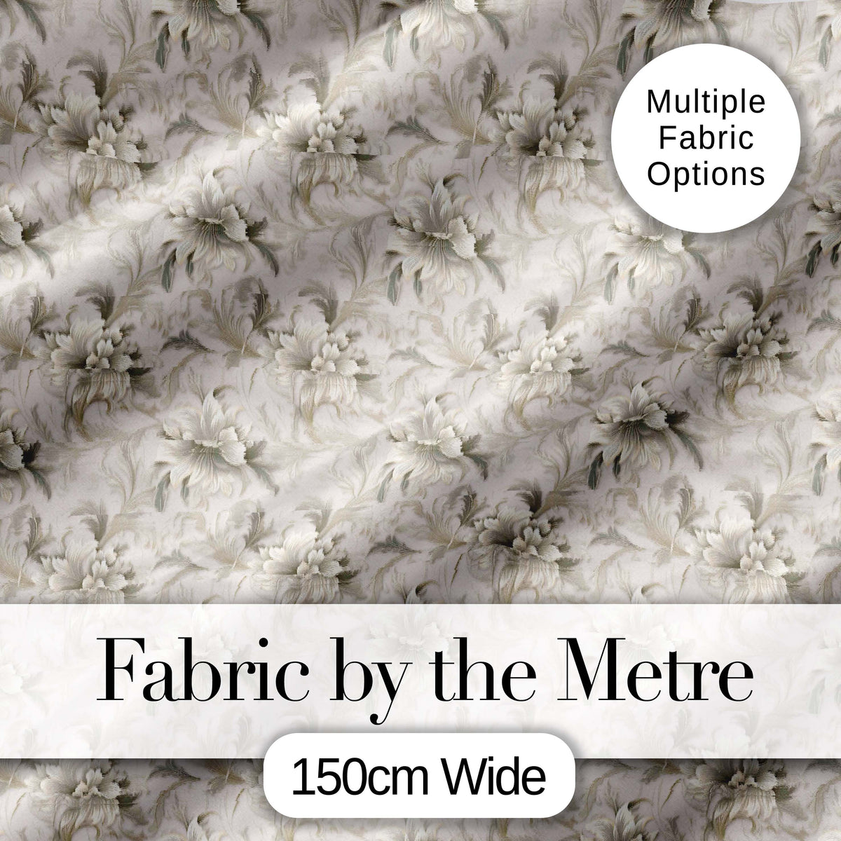 Elegant Beige Floral Vintage Seamless Pattern Digital Print Fabric by the Metre UK Sewing Quilting Textile
