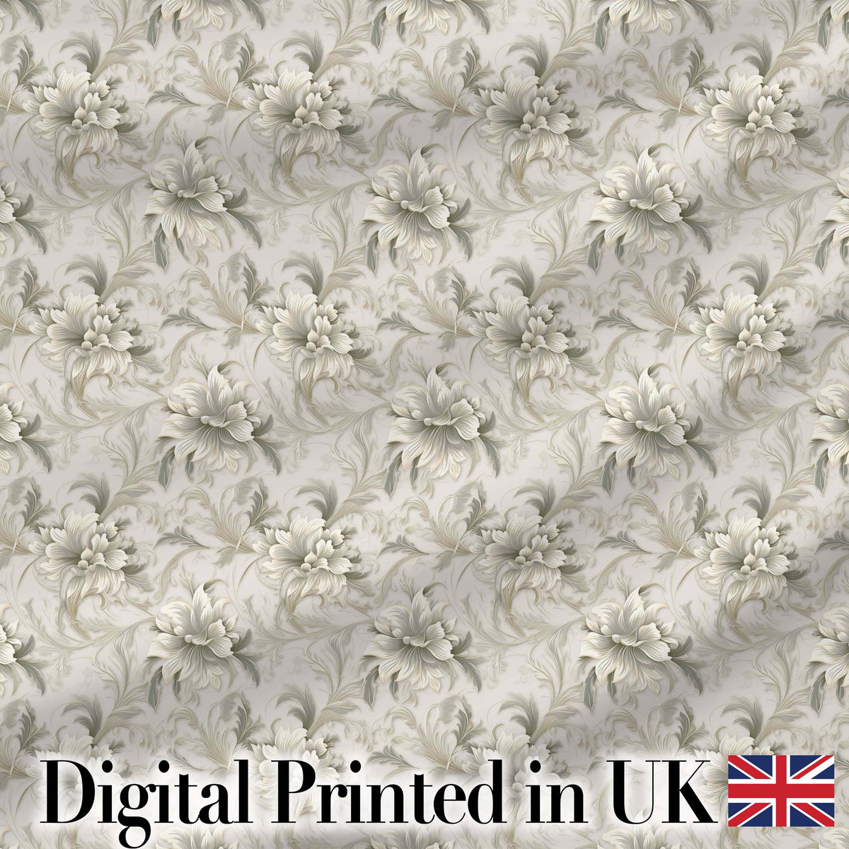 Elegant Beige Floral Vintage Seamless Pattern Digital Print Fabric by the Metre UK Sewing Quilting Textile
