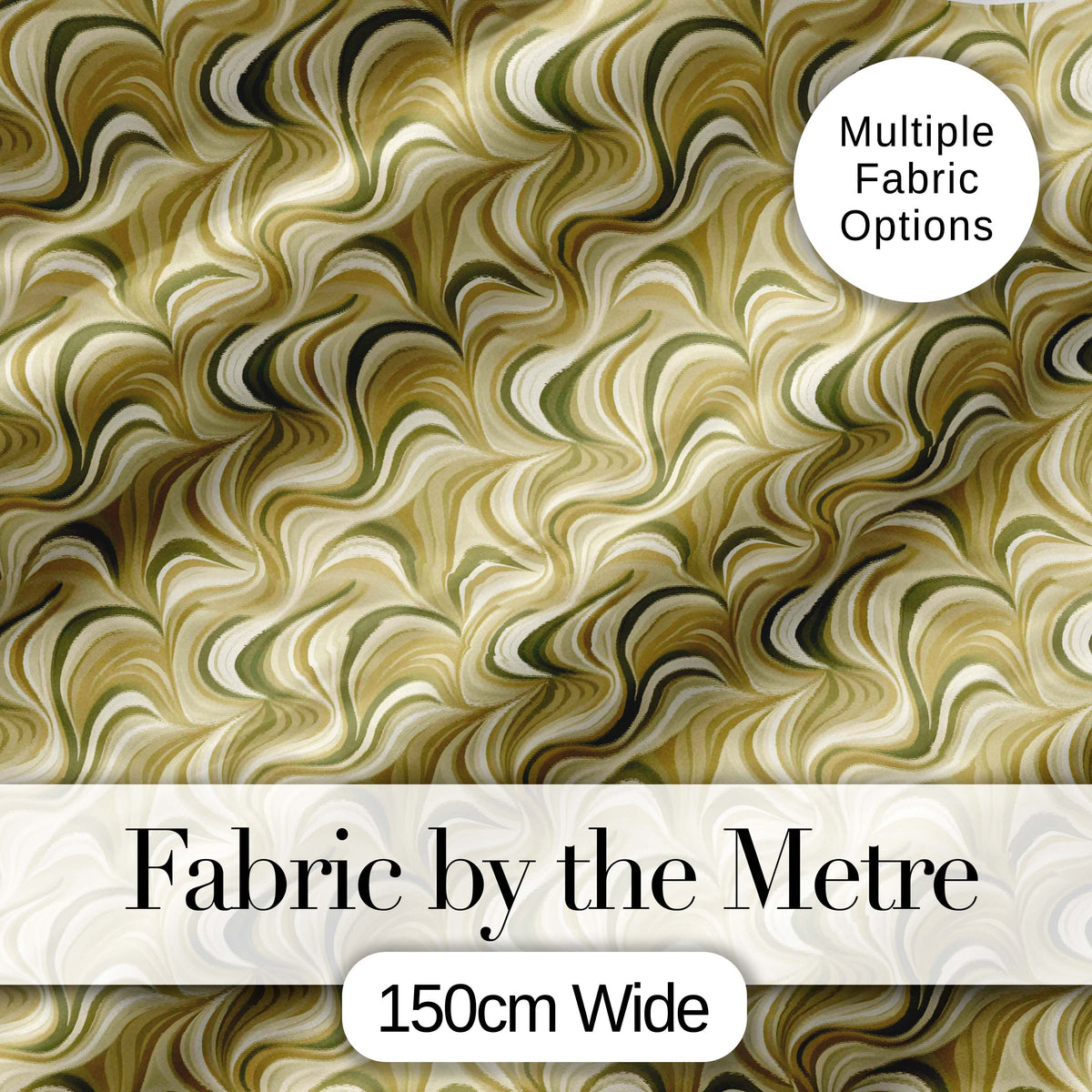 Vintage Olive Cream Swirl Marble Texture Seamless Pattern Digital Print Fabric by the Metre UK Sewing Quilting Textile