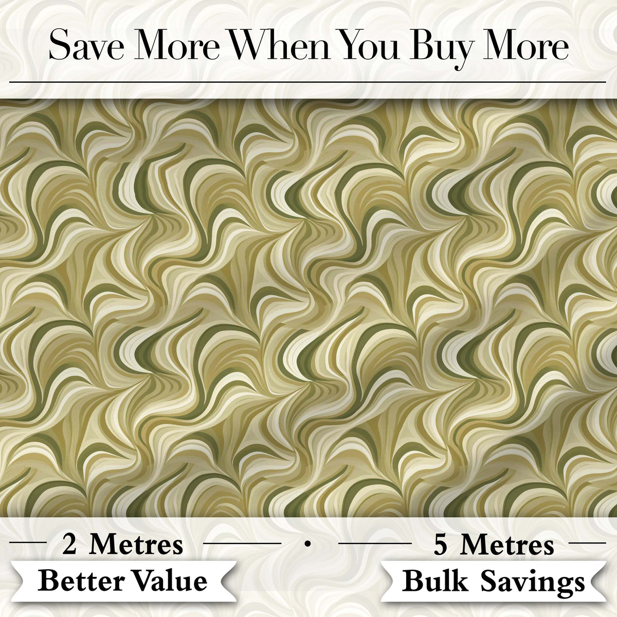 Vintage Olive Cream Swirl Marble Texture Seamless Pattern Digital Print Fabric by the Metre UK Sewing Quilting Textile