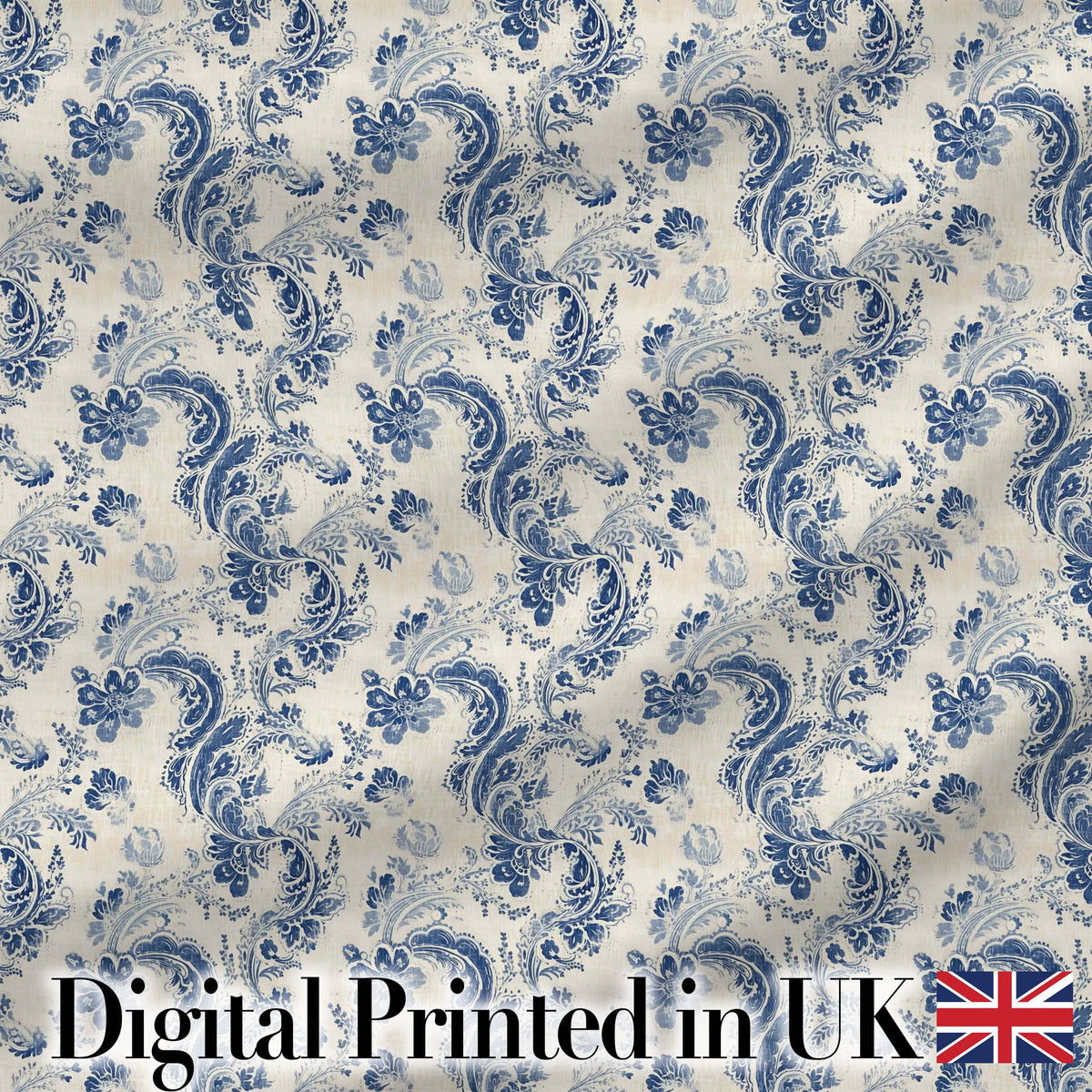 Soft Blue Vintage Floral Paisley Seamless Pattern Digital Print Fabric by the Metre UK Sewing Quilting Textile