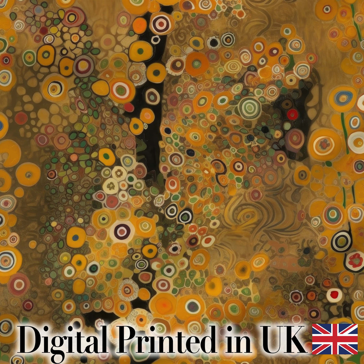 Golden Abstract Mosaic Circles Flowing Organic Shapes Seamless Pattern Design Digital Print Fabric by the Metre UK Sewing Quilting Textile