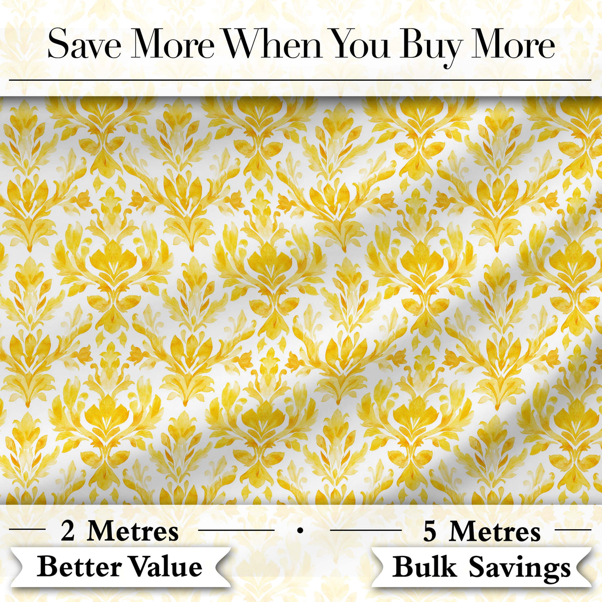 Golden Damask Floral Vintage Ornamental Seamless Pattern Digital Print Fabric by the Metre UK Sewing Quilting Textile