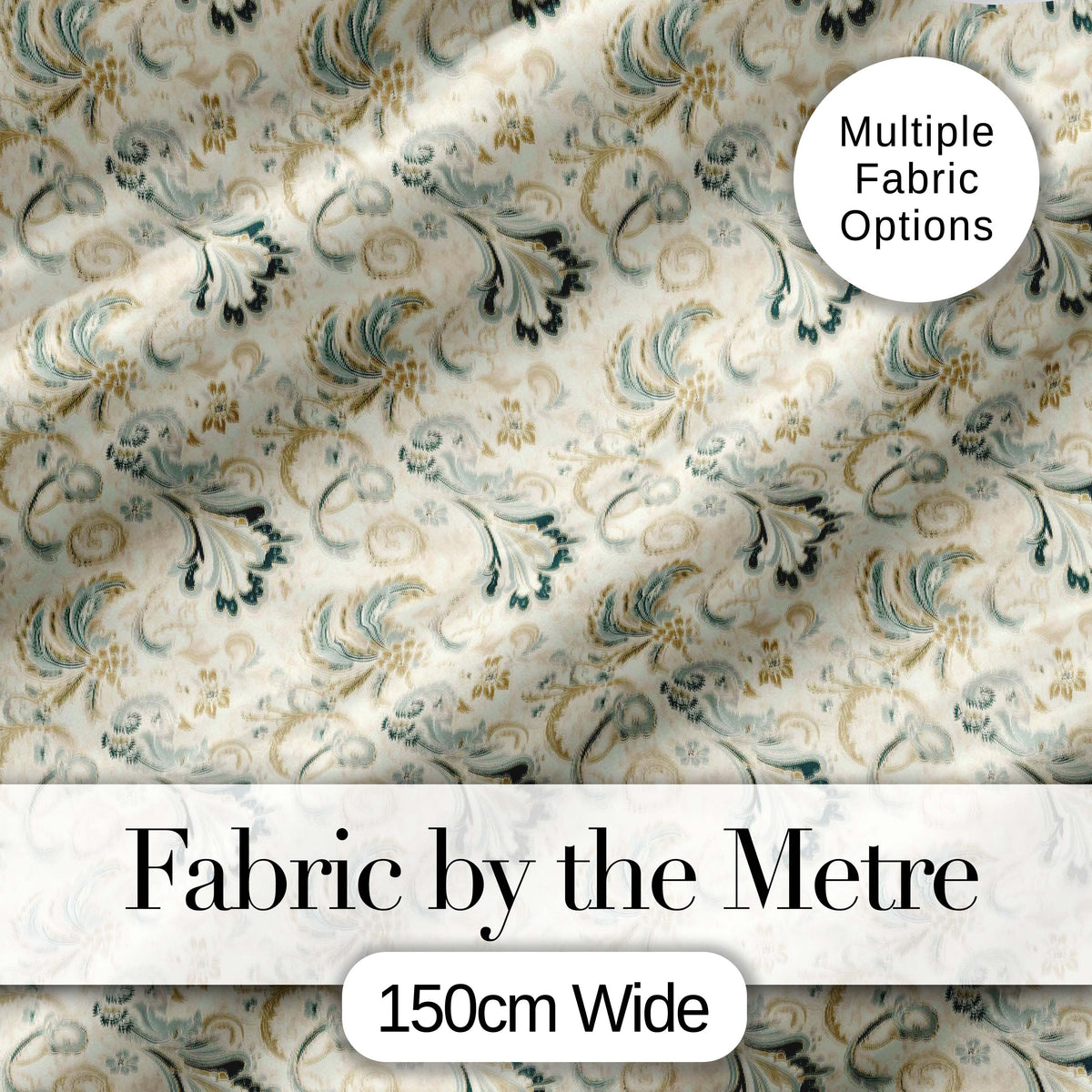 Elegant Vintage Paisley Floral Ornamental Seamless Pattern Soft Neutral Design Digital Print Fabric by the Metre UK Sewing Quilting Textile