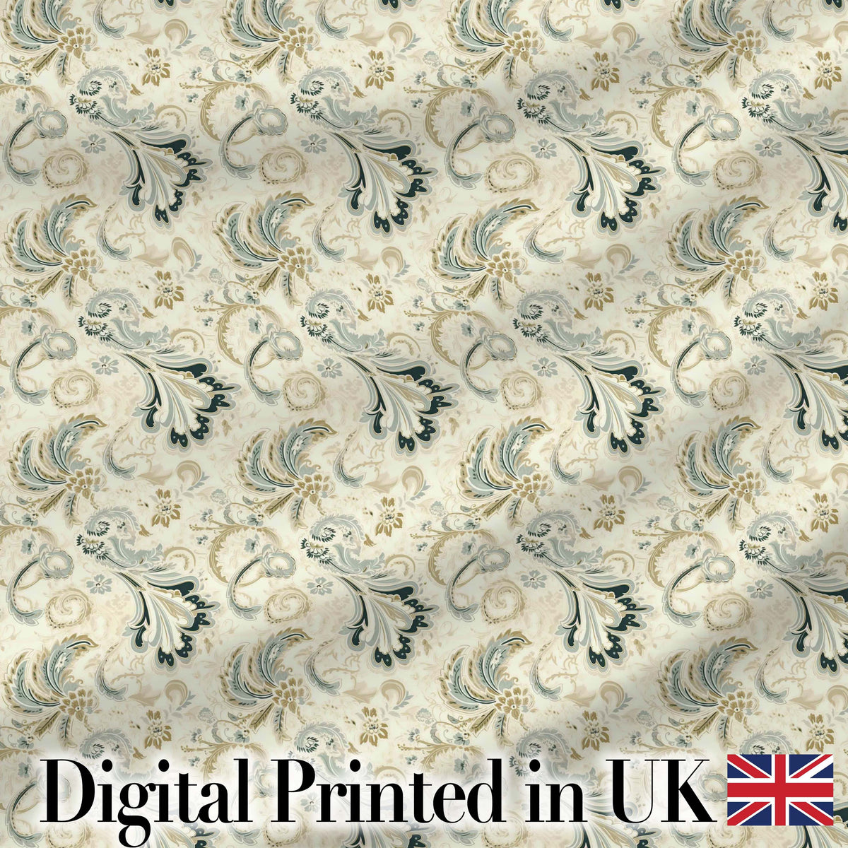 Elegant Vintage Paisley Floral Ornamental Seamless Pattern Soft Neutral Design Digital Print Fabric by the Metre UK Sewing Quilting Textile