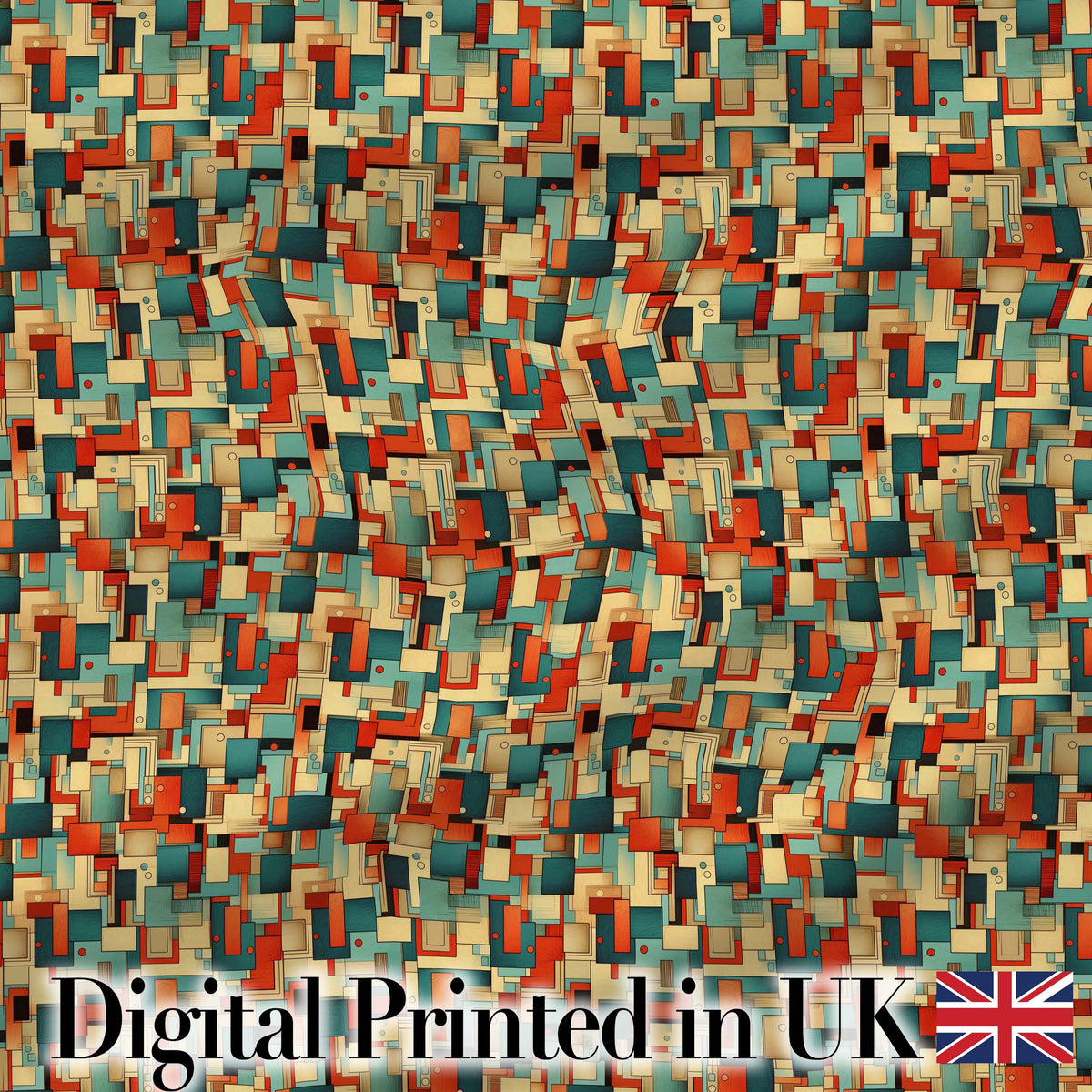 Bold Abstract Geometric Blocks Color Seamless Pattern Design Digital Print Fabric by the Metre UK Sewing Quilting Textile