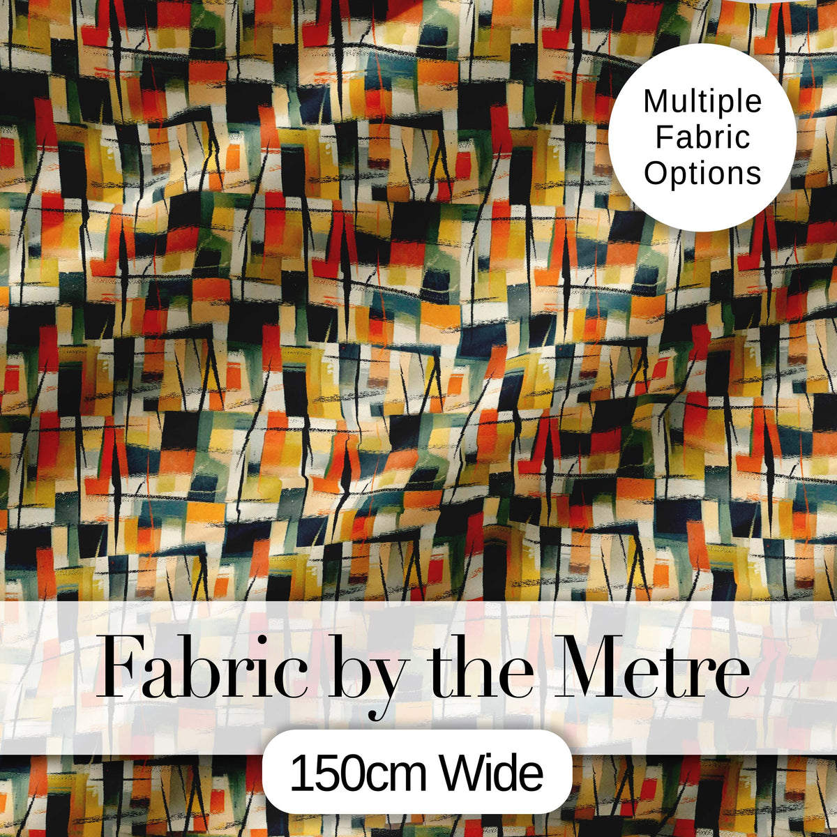 Stylish Geometric Blocks Bold Seamless Pattern Modern Design Digital Print Fabric by the Metre UK Sewing Quilting Textile