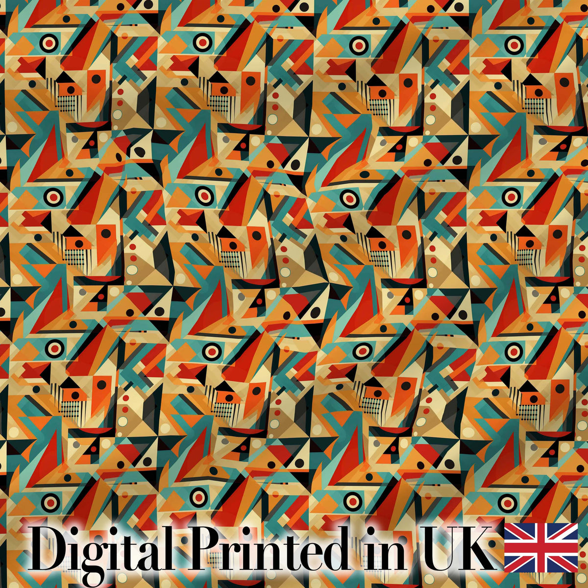 Vintage Inspired Abstract Shapes Scribble Texture Seamless Pattern Digital Print Fabric by the Metre UK Sewing Quilting Textile